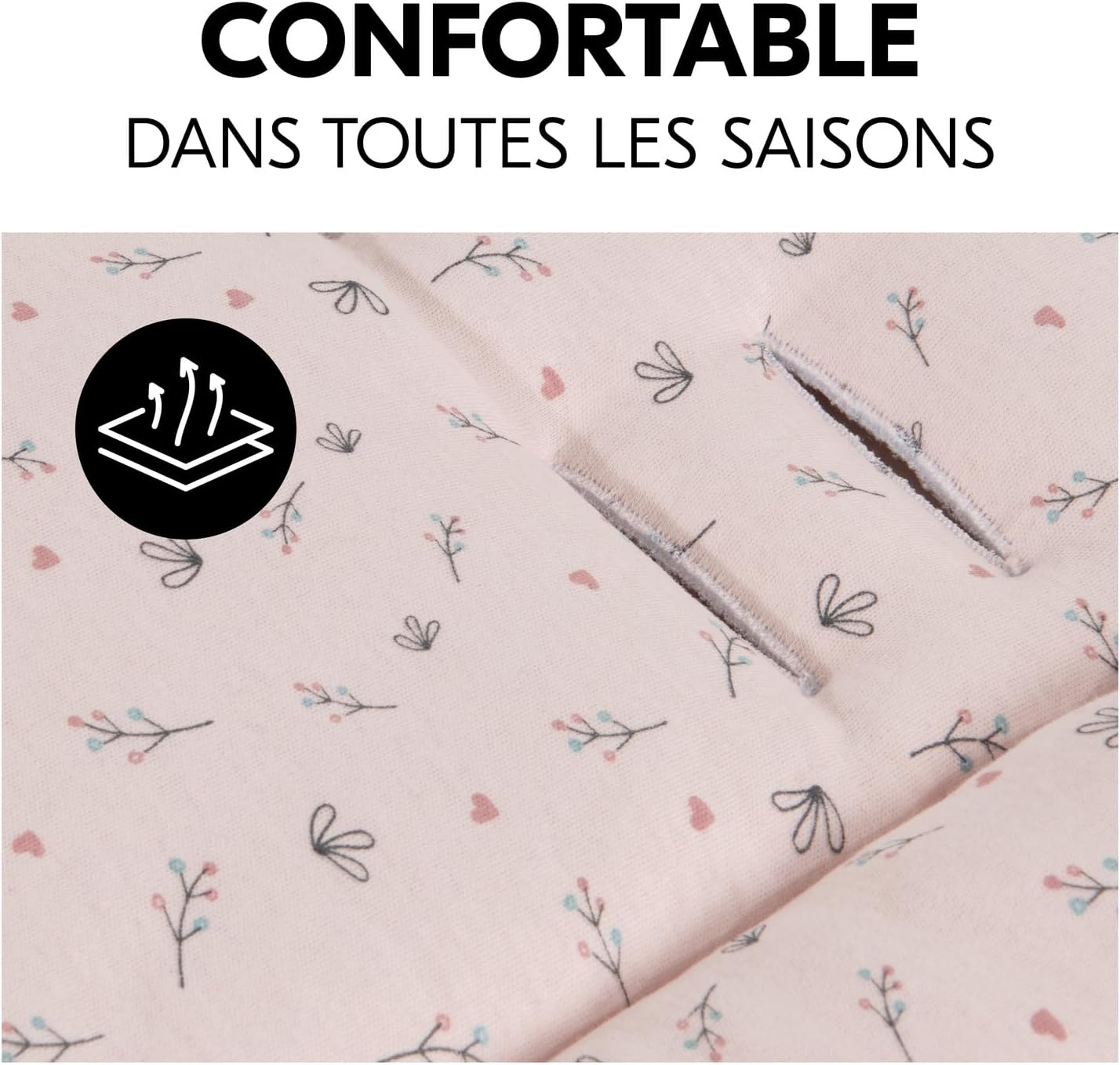 Thumbnail 3 de hauck Coussin Poussette Universelle - Coussin bébé 70 x 37 cm, coton respirant, fleurs rose