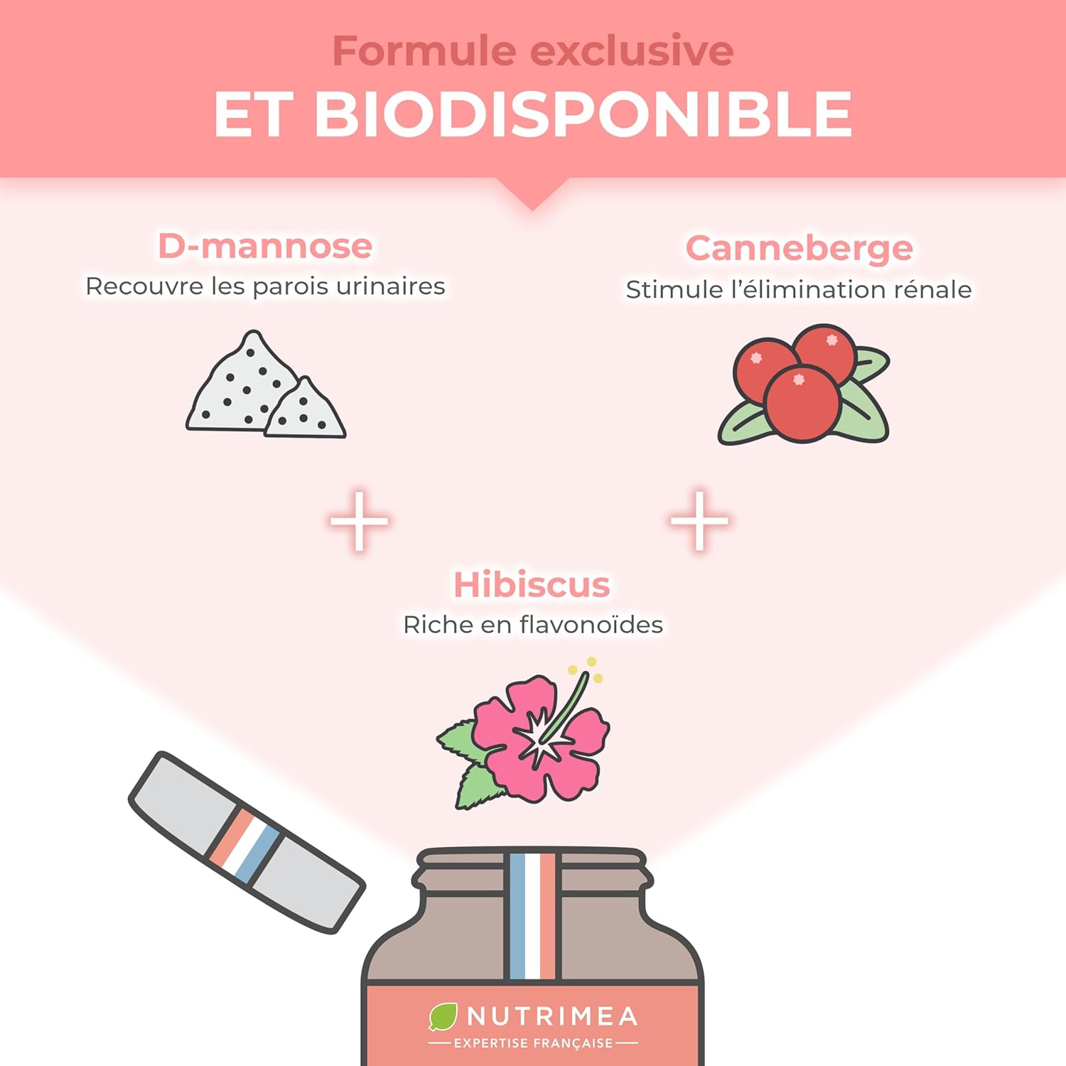 Thumbnail 3 de Cysticure Nutrimea : complément vegan pour inconfort urinaire et protection de la flore intime (canneberge, hibiscus, D-mannose) – 60 gélules