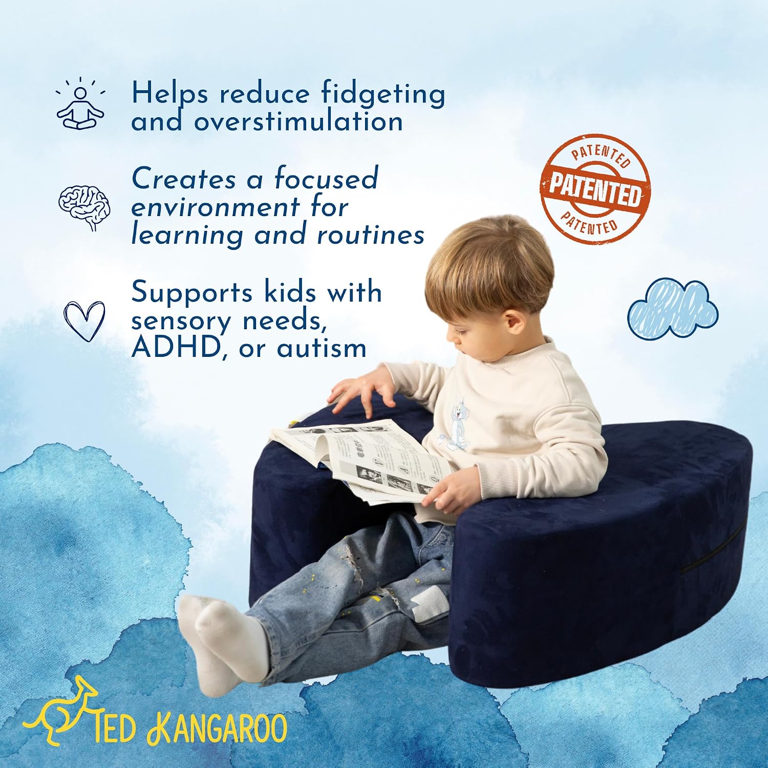 Thumbnail 2 de TED KANGAROO Sensory Soft Squeeze Seat for Kids, Rocking Design, Washable Cover