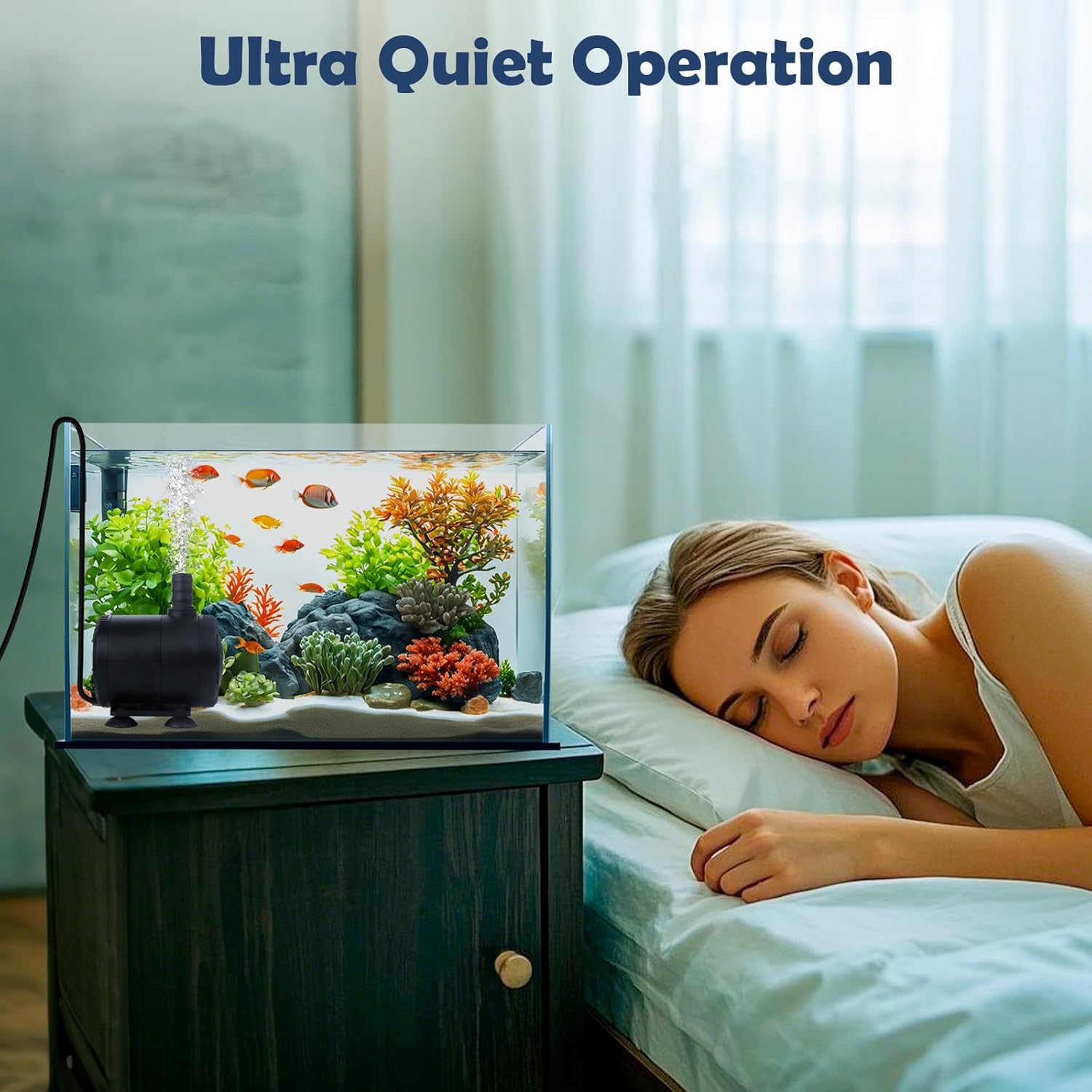 Detalle de BAITAI Submersible Water Pump 2000L/H 35W: Quiet, Versatile Flow for Aquariums and Features