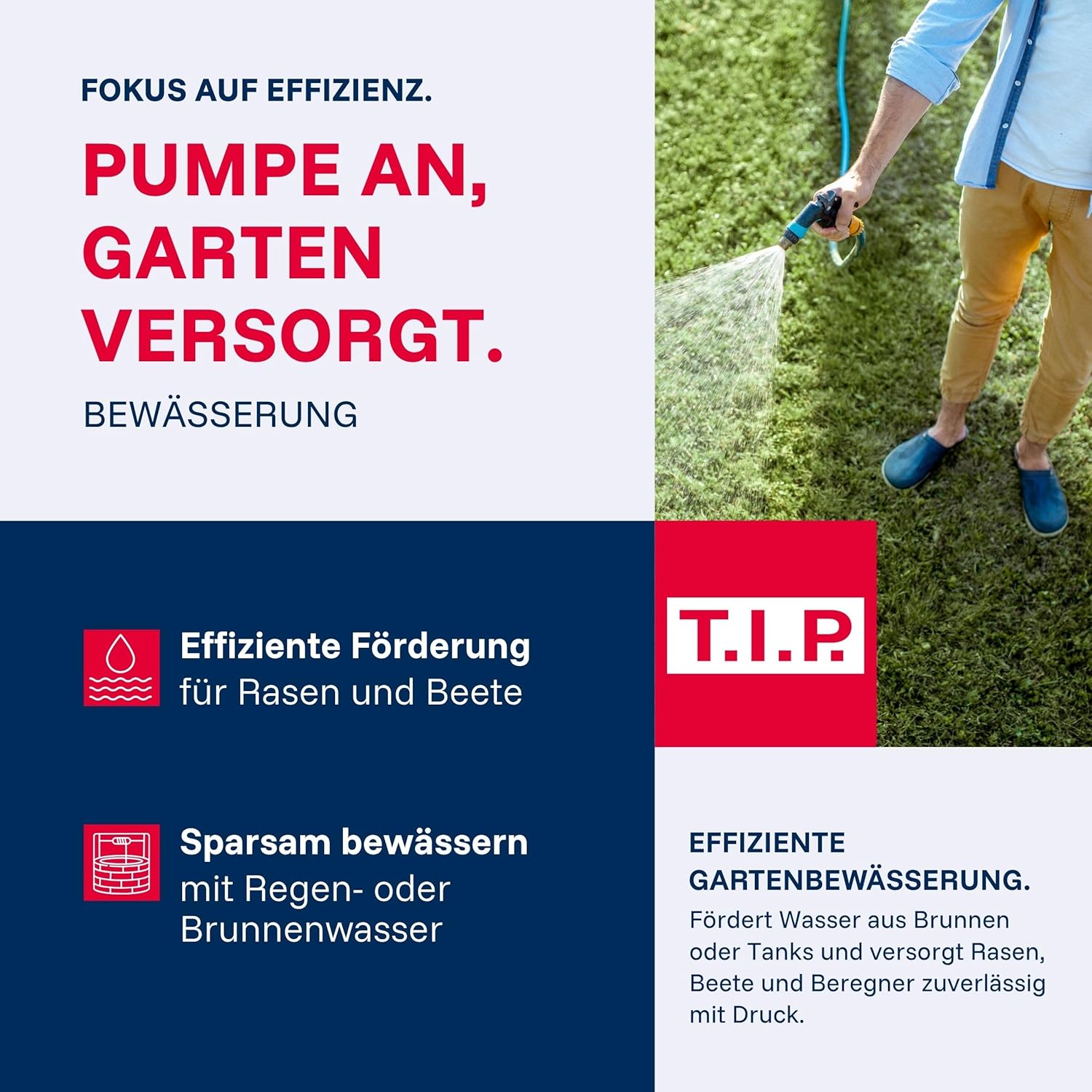 Detalle de T.I.P. GP 3000 INOX – Edelstahl-Gartenpumpe mit 2950 l/h, 42 m Förderhöhe und 550 W