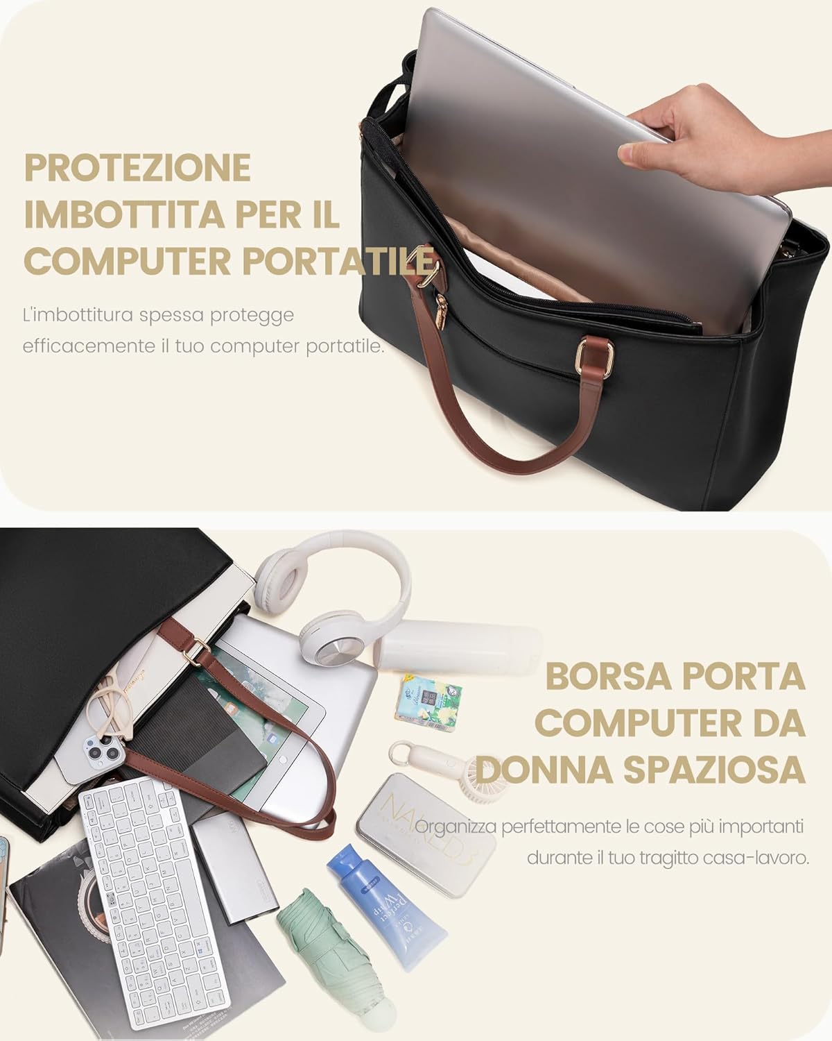 Thumbnail 3 de LOVEVOOK Borsa donna grande in PU con tracolla e scomparto laptop fino a 17”