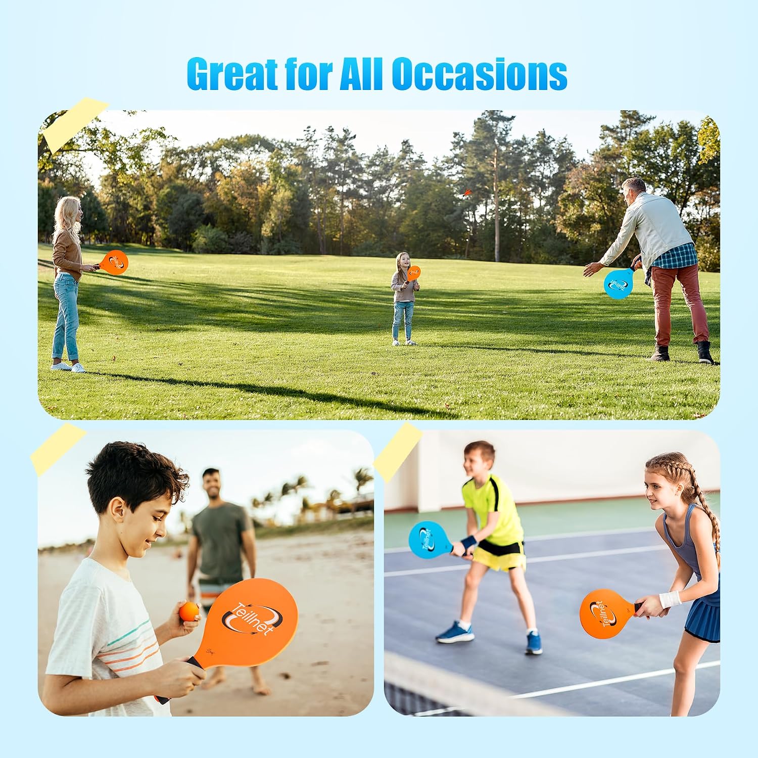 Thumbnail 5 de U&C Planet Beachball Set: Wooden Paddle Ball Game for Family Fun