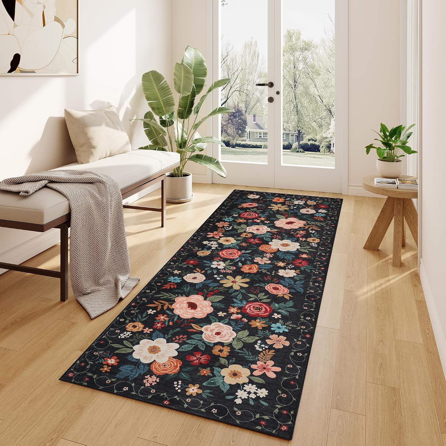 Thumbnail 4 de DUKINO 2x6 Vintage Floral Runner Rug — Soft, Washable, Non-Slip Backing for Hallways and More