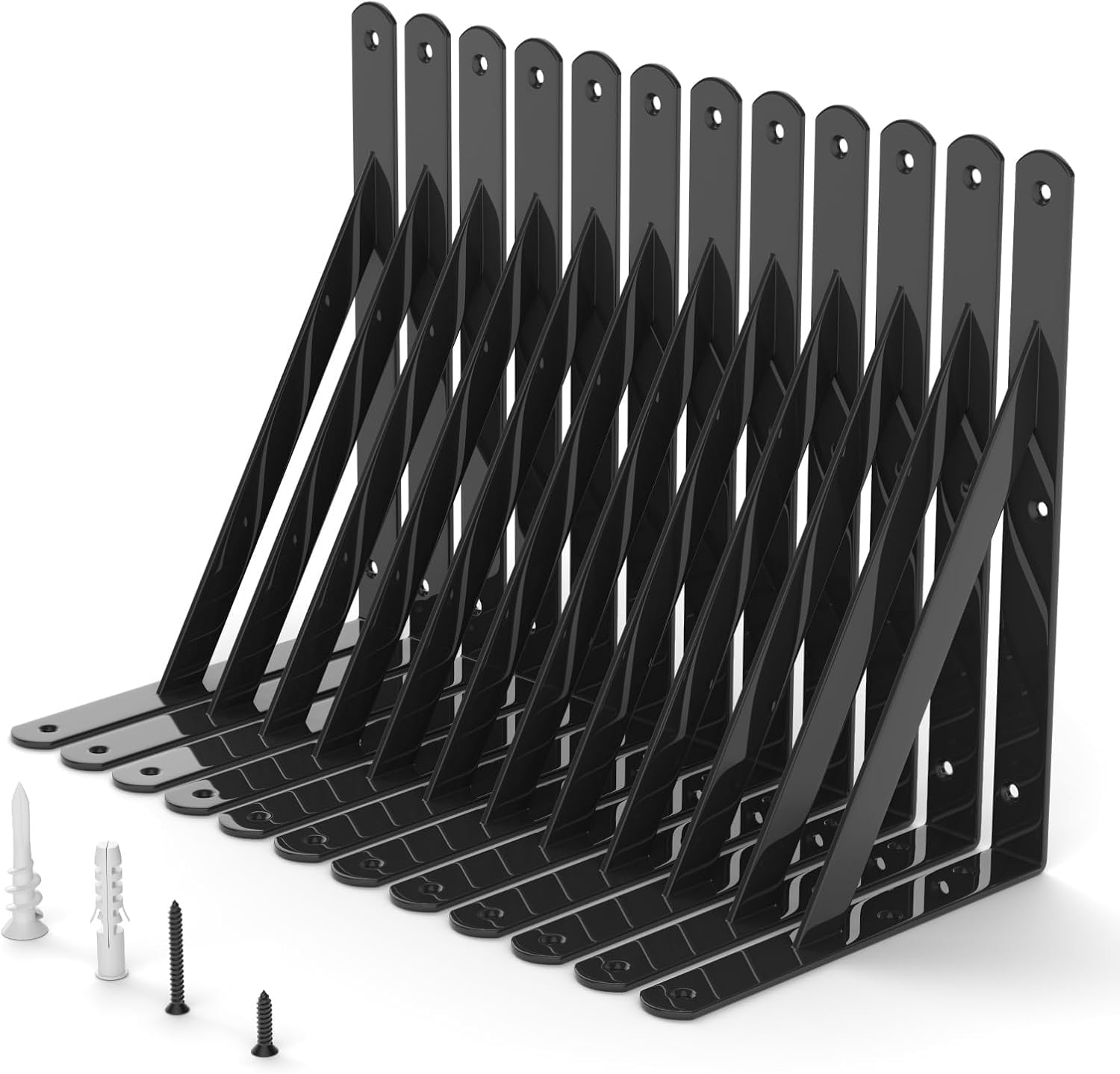 Detalle de Cudebo bracket-10inch-12 10-Inch Shelf Brackets, 12-Pack, Black Powder-Coated Steel