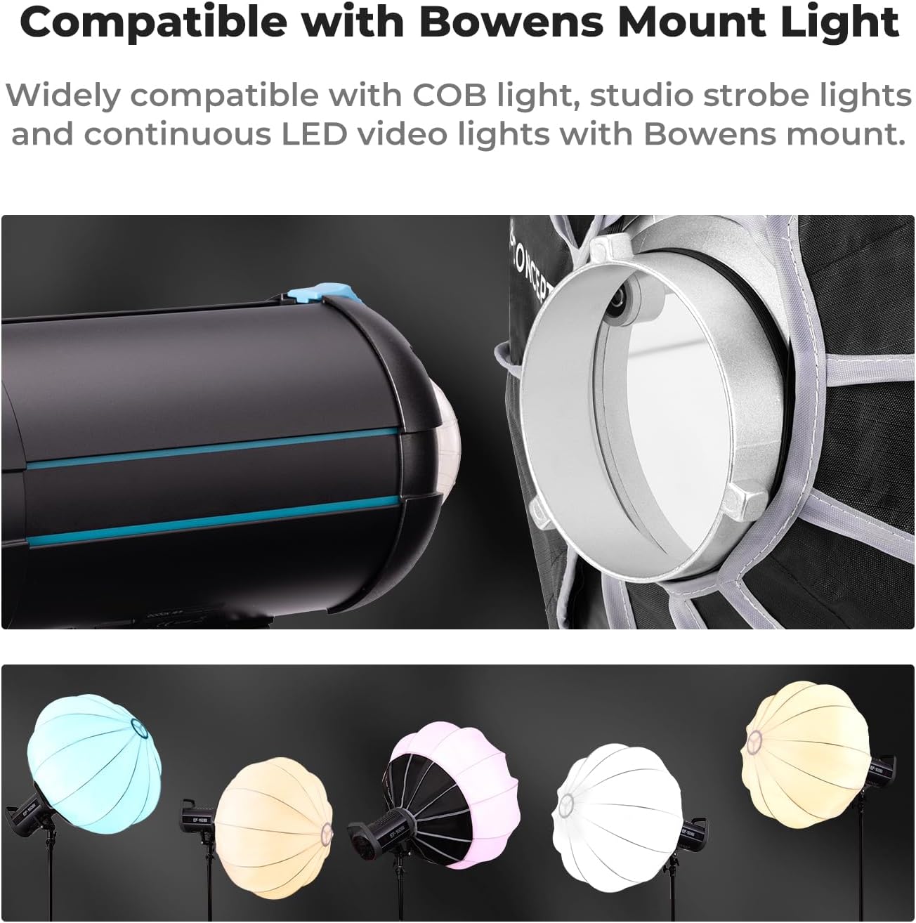 Detalle de K&F CONCEPT 65cm Lantern Softbox with Bowens Mount – 360° Diffused Light for Photography & Video