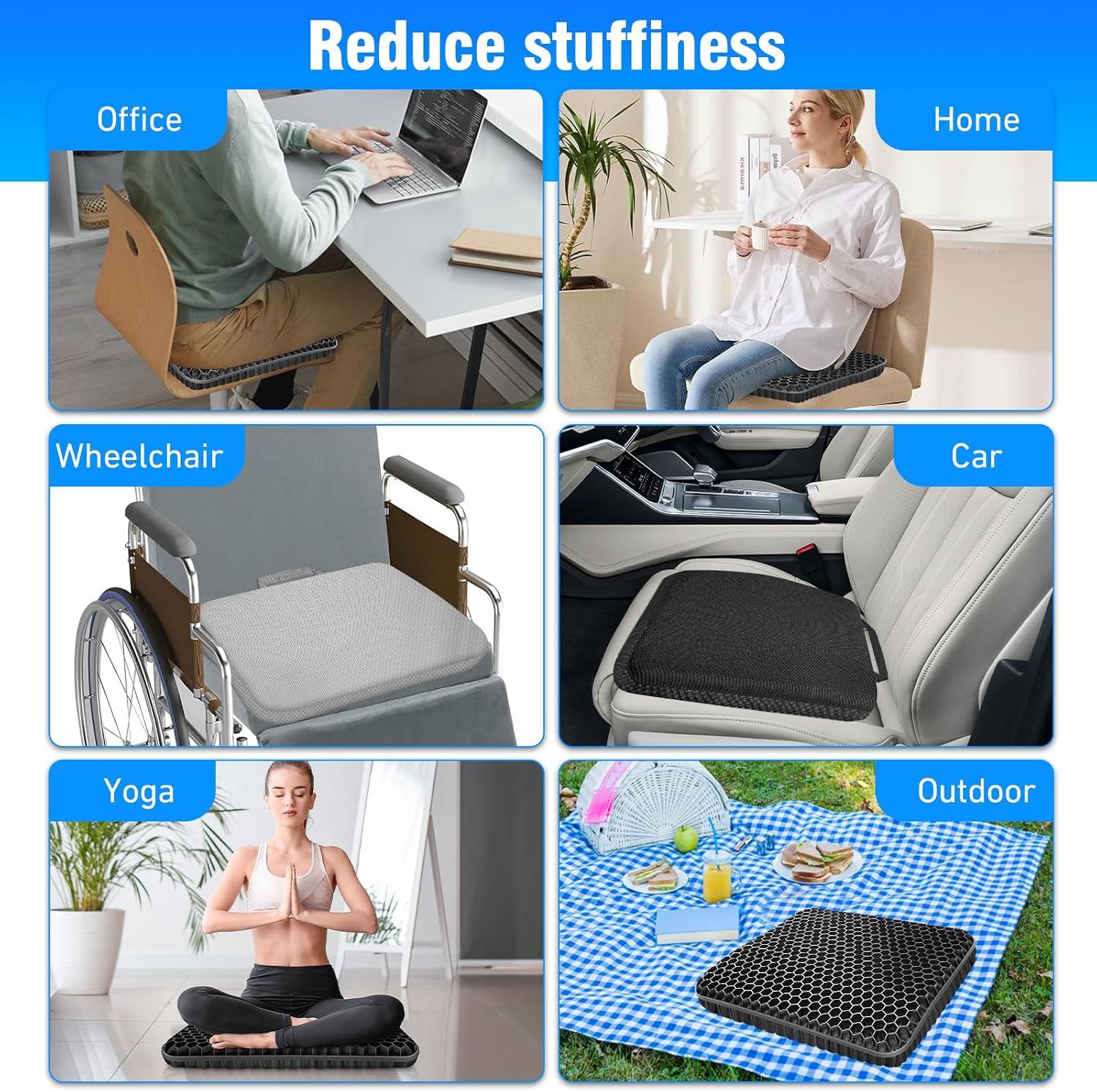 Thumbnail 5 de Vmingo Gel Seat Cushion ergonomic support for chair