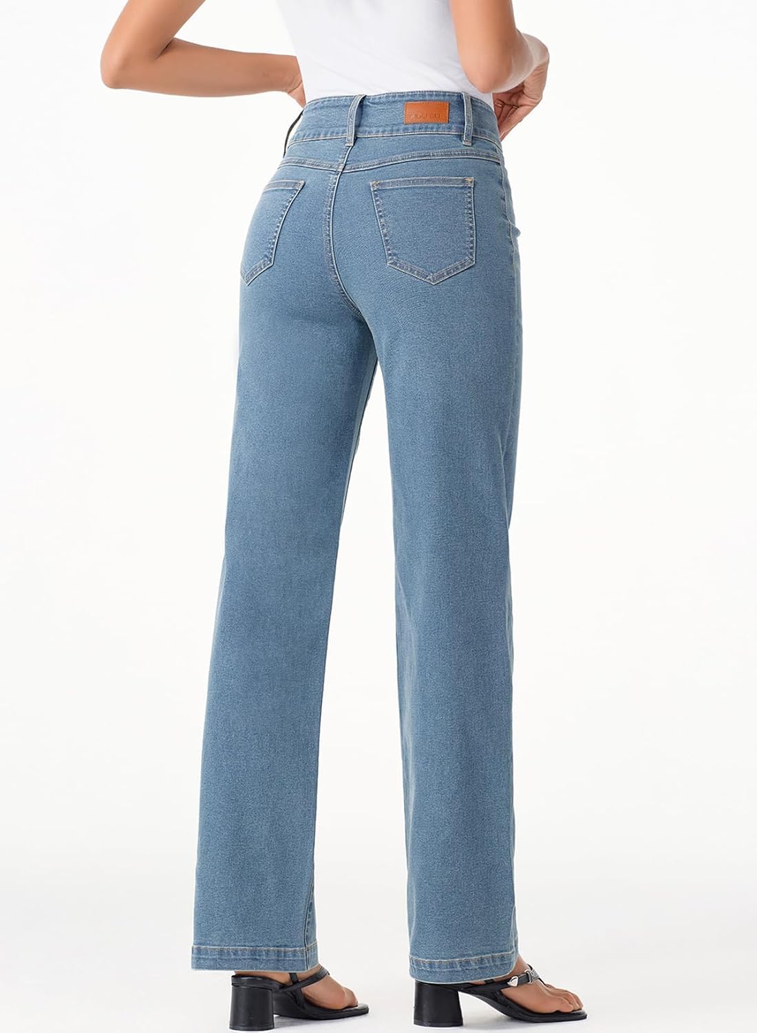 Thumbnail 4 de SIDEFEEL Women's High-Waisted Jeans with Stretch Denim and Dual-Button Closure