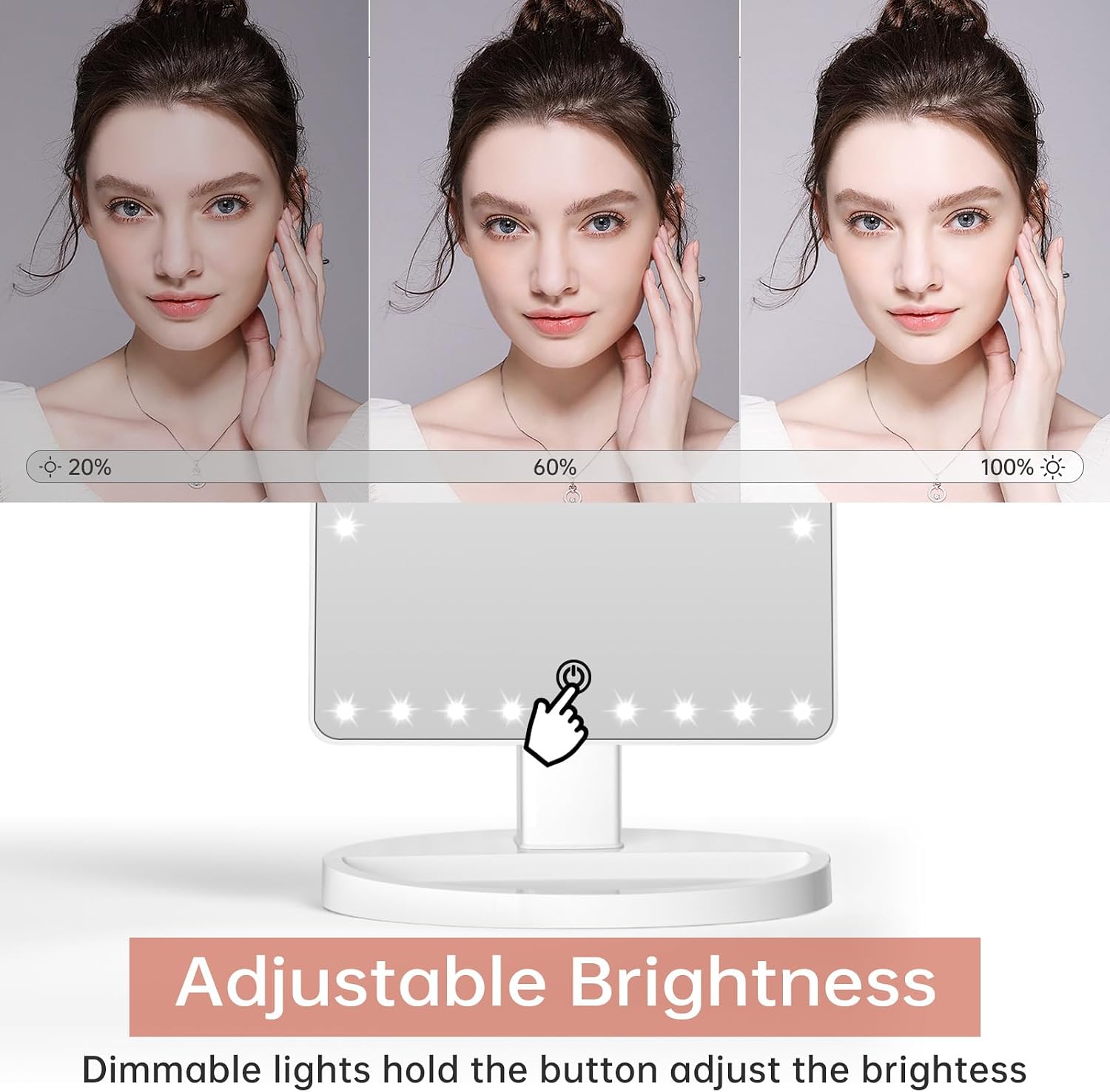 Detalle 2 de Espejo Maquillaje Grande 1X/10X con luz 35 LED