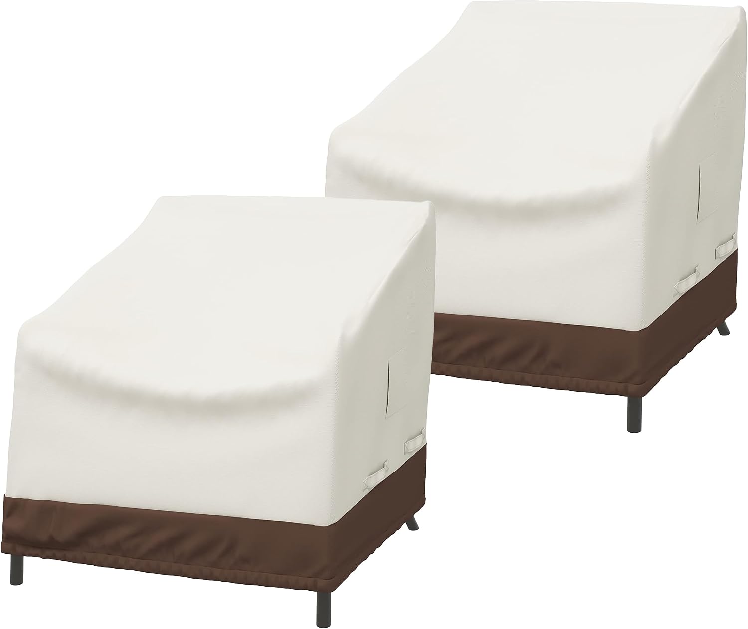 Detalle de Amazon Basics Outdoor Lounge Deep Seat Garden Furniture Cover – 1 Seater, Set of 2 (Beige)