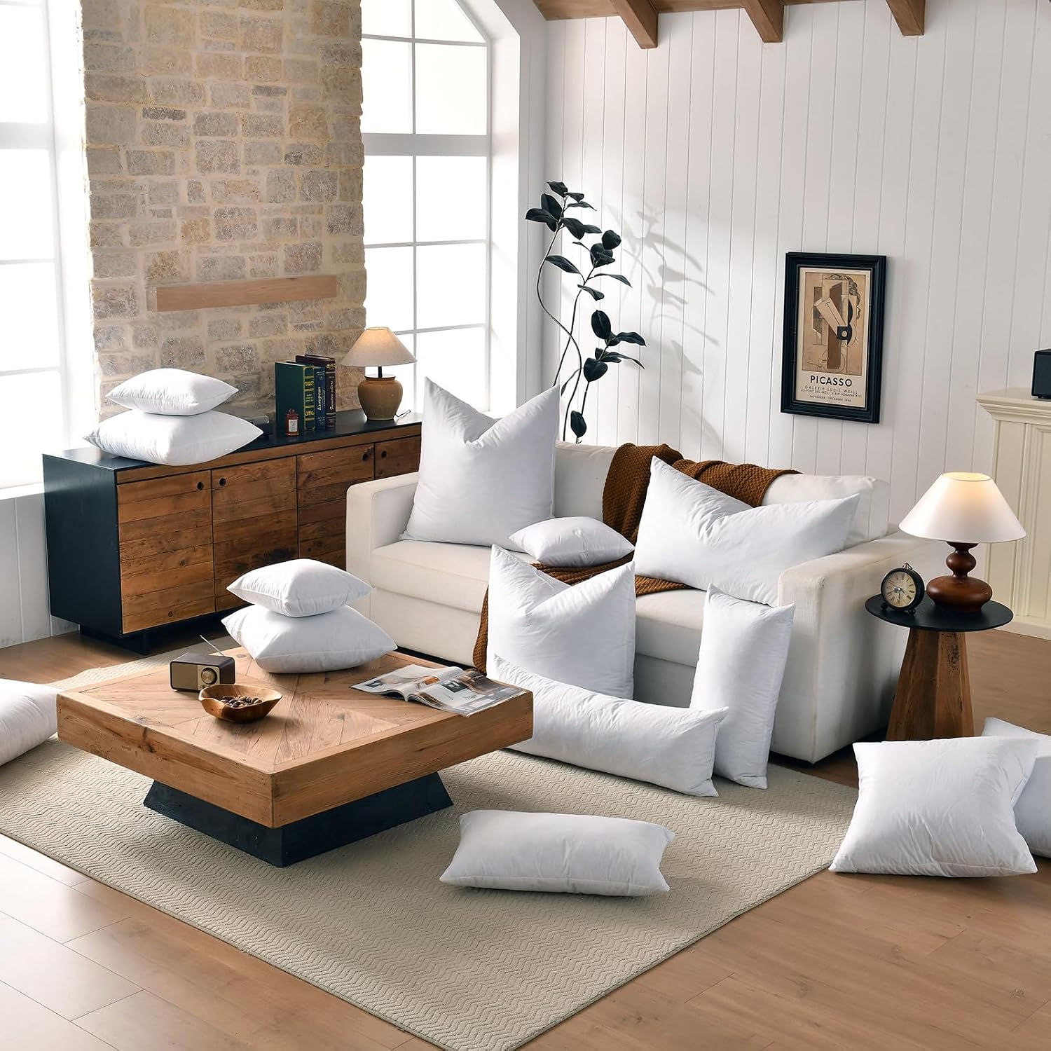 Thumbnail 5 de Basic Home 26x26 Euro Throw Pillow Inserts – Cotton Set of 2 ⚖