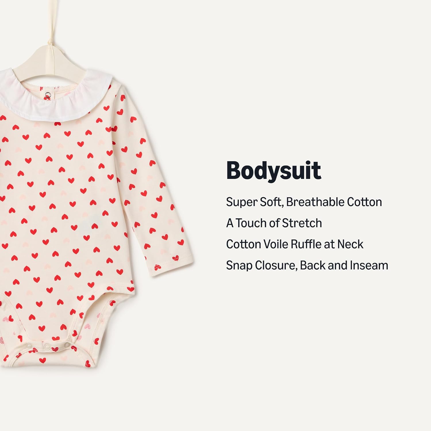 Thumbnail 1 de Amazon Essentials baby girls long-sleeve ruffle collar bodysuit (cotton stretch jersey)