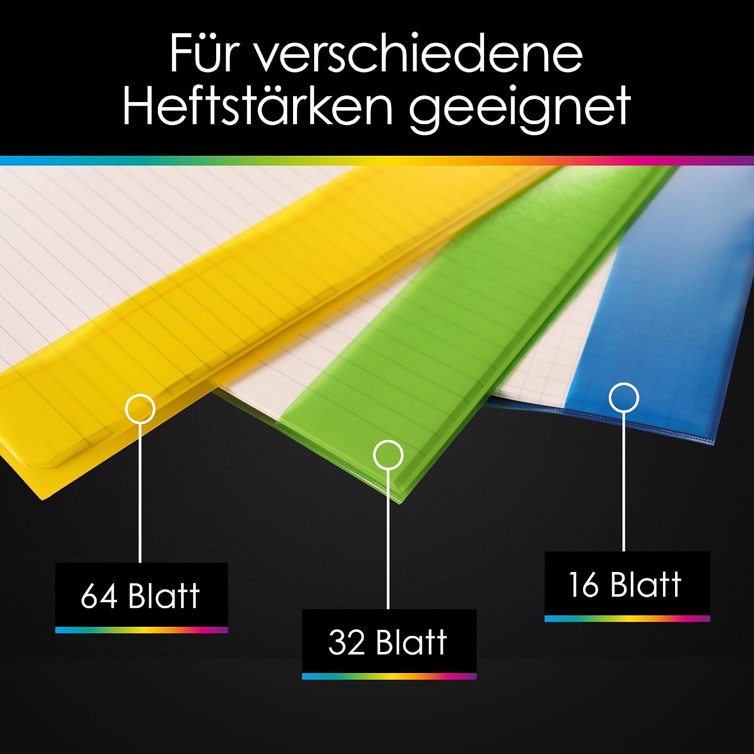 Detalle de OfficeTree 25x Hefthüllen A4 bunt – 25 Stück, 12 Farben, wasserabweisend