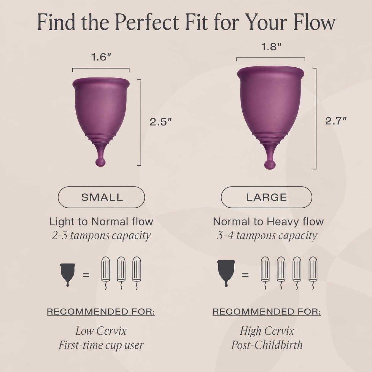 Thumbnail 3 de EcoBlossom Reusable Menstrual Cup Set – 2 Large Medical-Grade Silicone Cups