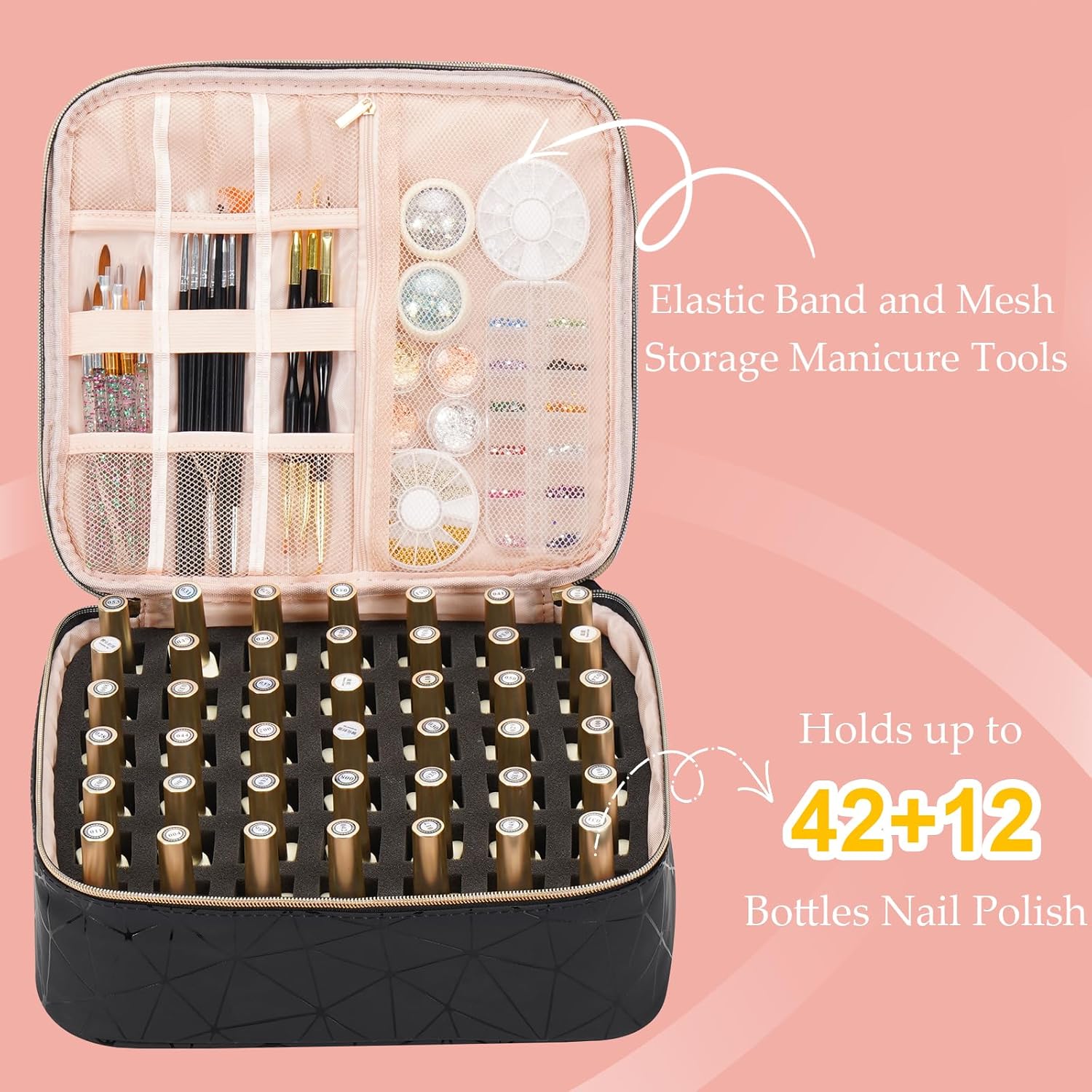 Thumbnail 1 de Uross Nagellack Organizer für 54 Flaschen und LED-Nagellampe – Schwarz