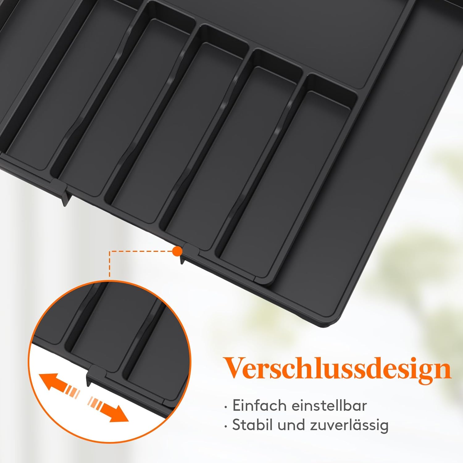 Thumbnail 6 de Lifewit Besteckkasten für Schubladen 40–50, verstellbarer Organizer mit 6–8 Fächern bis 69 cm, Schwarz (Tiefe 47 cm)
