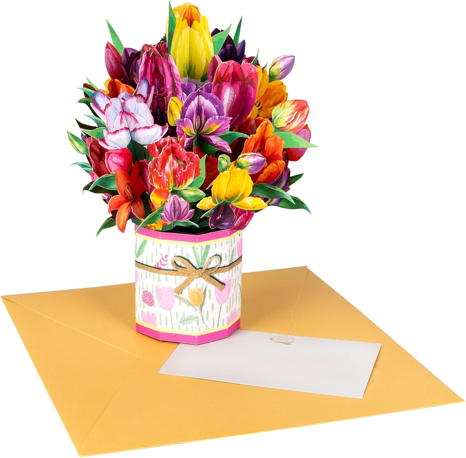 Detalle de Tulpe Pop Up: Grußkarte mit Tulpenstrauß – inklusive Notizkarten und Umschlägen