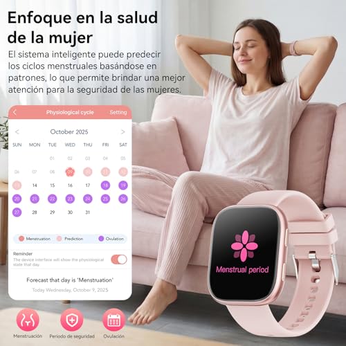 Thumbnail 6 de Reloj Inteligente Mingtawn para Mujer con 7 Correas y Llamadas Bluetooth – 1,83", 100+ Modos Deportivos, SpO2, Sueño y Salud femenina