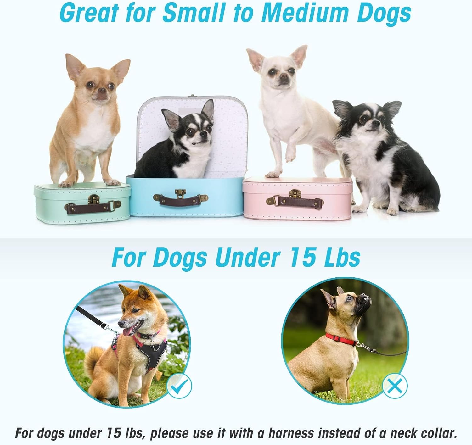 Thumbnail 6 de Guinzagli oneisall doppi per cani regolabili, 2,5 metri, nylon con manico in velluto a rete