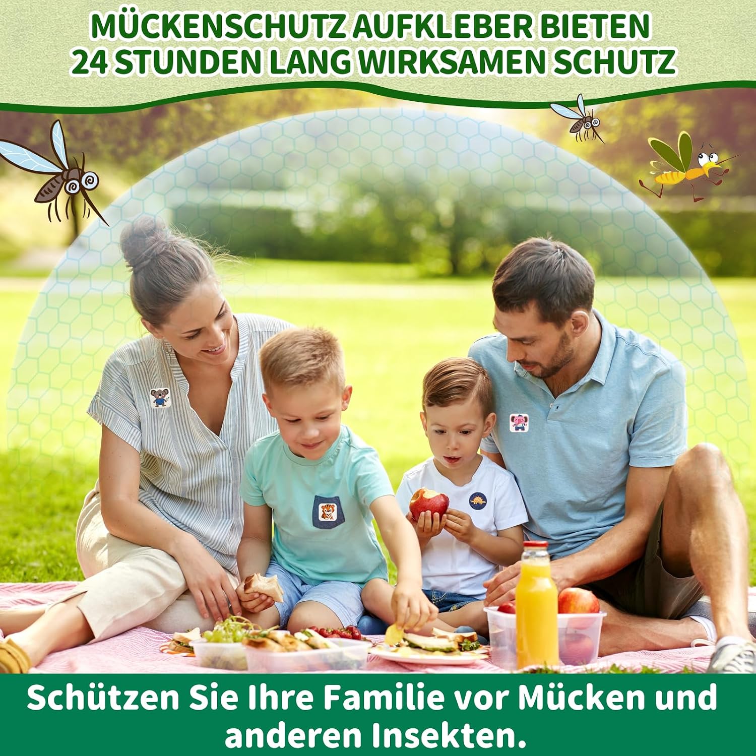 Thumbnail 1 de 96 Stück Mückenpflaster Mückenschutz – Anti Mücken Pflaster mit Cartoon-Motiven, 6–8 Stunden Schutz pro Anwendung