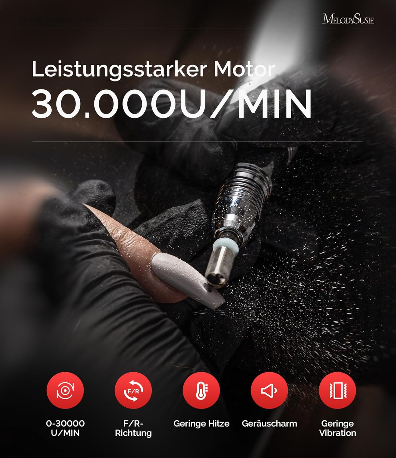 Thumbnail 2 de MelodySusie Elektrische Nagelfräser mit 30.000 U/Min, Set für Maniküre & Pediküre inkl. Fußpedal (rosa)