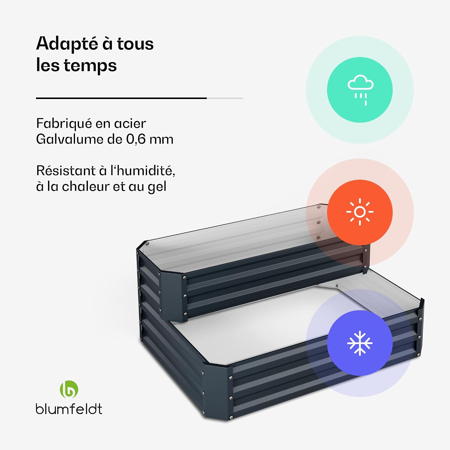 Detalle de blumfeldt High Grow verhoogd bloembed, 405 l, 2 niveaus, Galvalume-staal