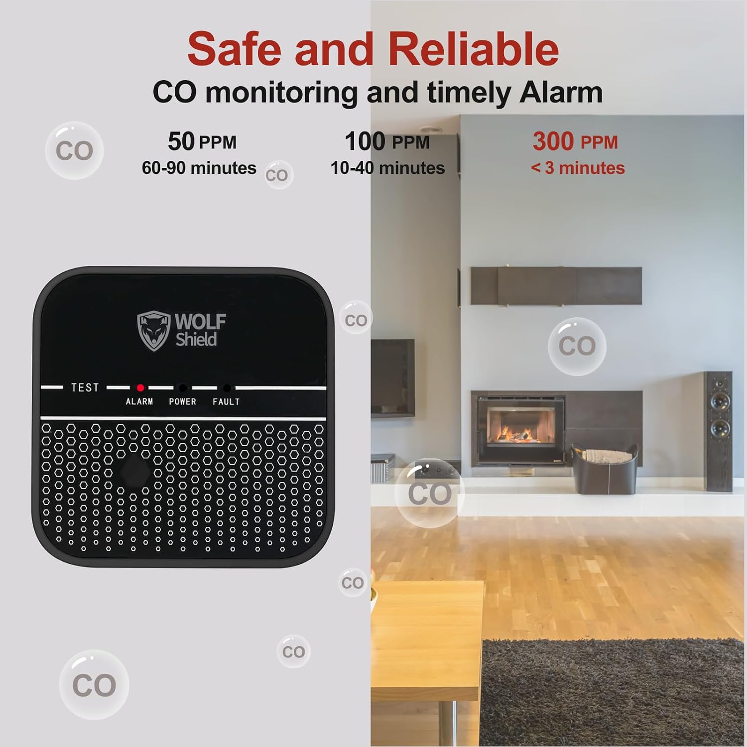 Thumbnail 4 de WOLF SHIELD Carbon Monoxide Detector 10‑year battery 🔔