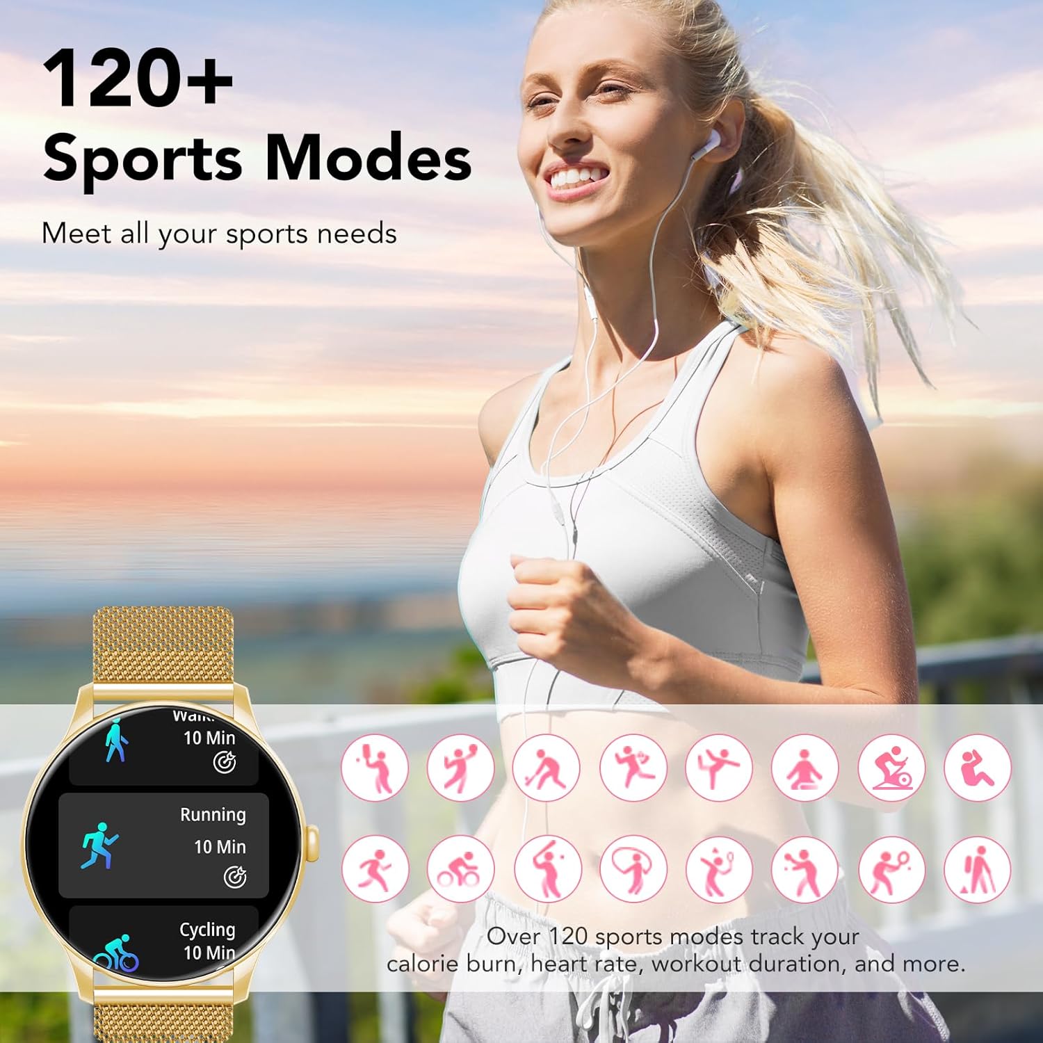 Detalle 2 de taopodo Reloj Inteligente Mujer TG36 con llamadas Bluetooth, pantalla 1,39” y IP68