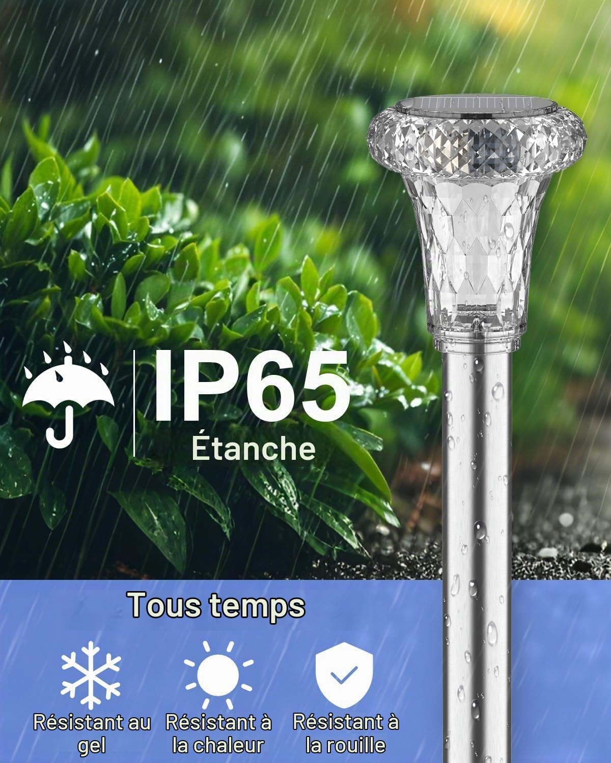 Detalle 2 de Bowfar tuinlampen op zonne-energie, set van 6, IP65 en roestvrij staal