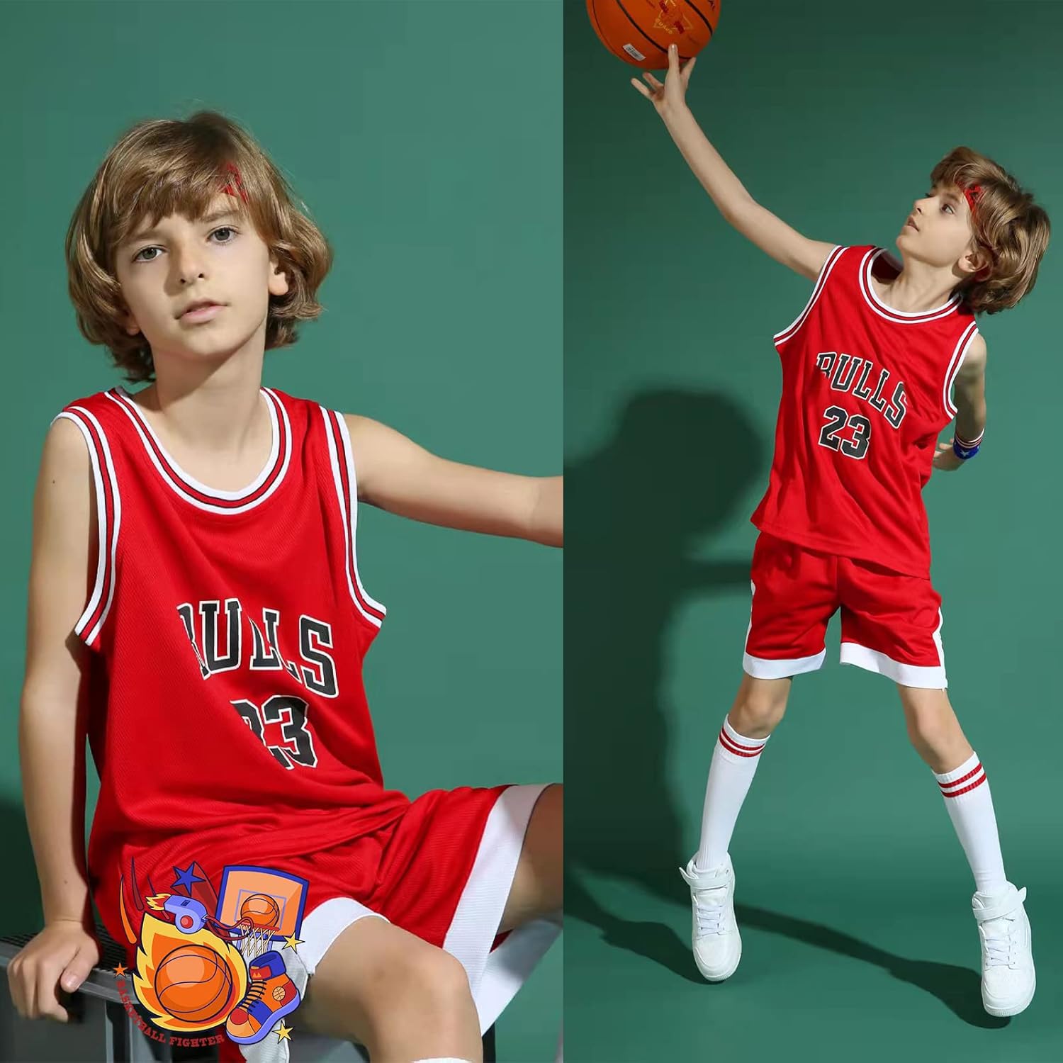 Thumbnail 1 de MEEHYRE Completo Basket da 2 pezzi in maglia senza maniche (canotta + pantalone) reversibile