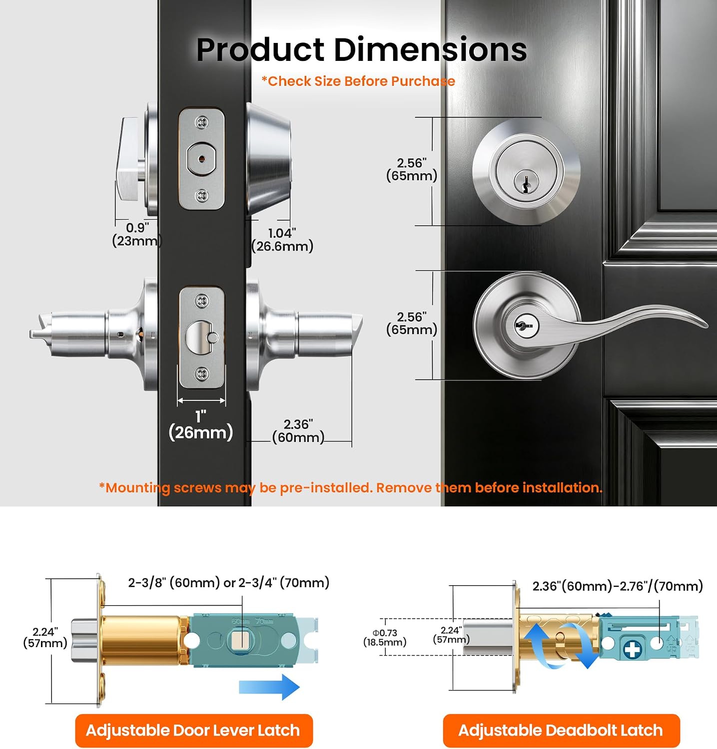 Thumbnail 6 de Veise Front Door Handle Lock Set Satin Nickel