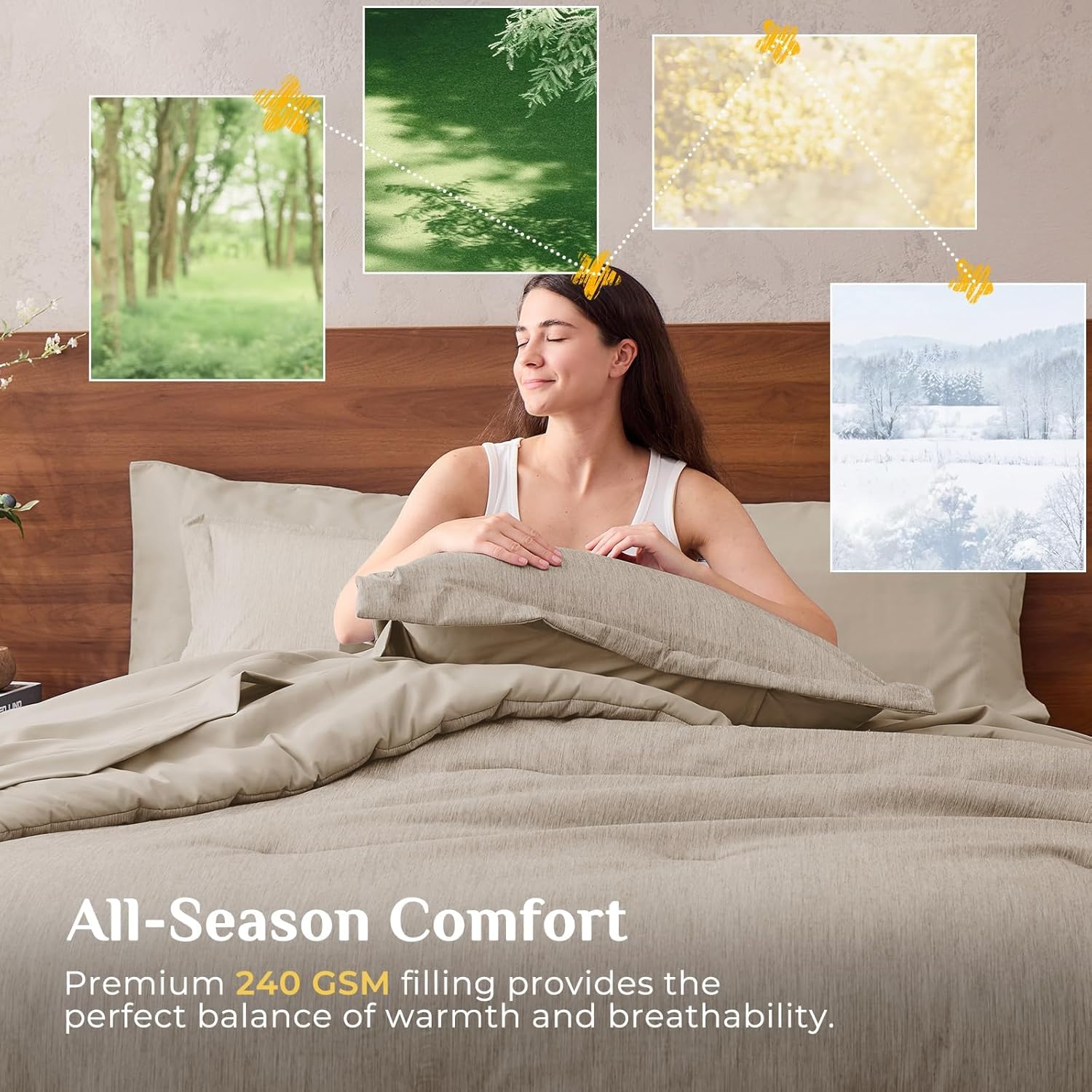 Detalle 1 de JOLLYVOGUE Queen Comforter Set, 7-Piece Double-Tone Microfiber Bedding
