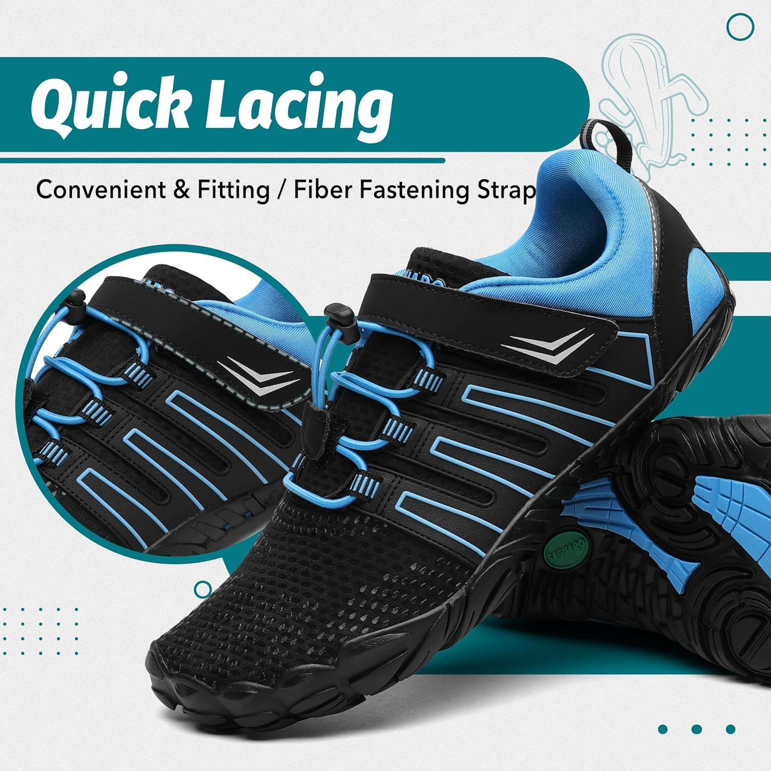 Thumbnail 3 de SAGUARO Unisex Barfußschuhe für Outdoor mit Zehenbox, Zero-Drop Sohle und Schnellverschluss (Gr. 36–48)