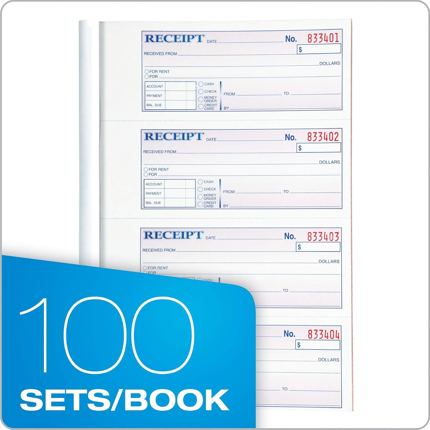 Detalle de Adams TC1182 Money and Rent Receipt Book, 3-Part Carbonless, 100 Sets