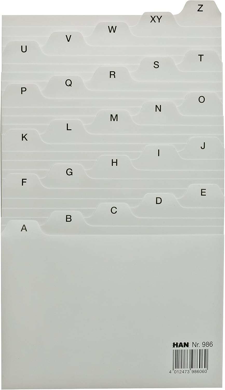 Detalle 2 de HAN 986: Intercalaires alphabétiques A-Z pour fiches DIN A6 (gris) – 25 pièces