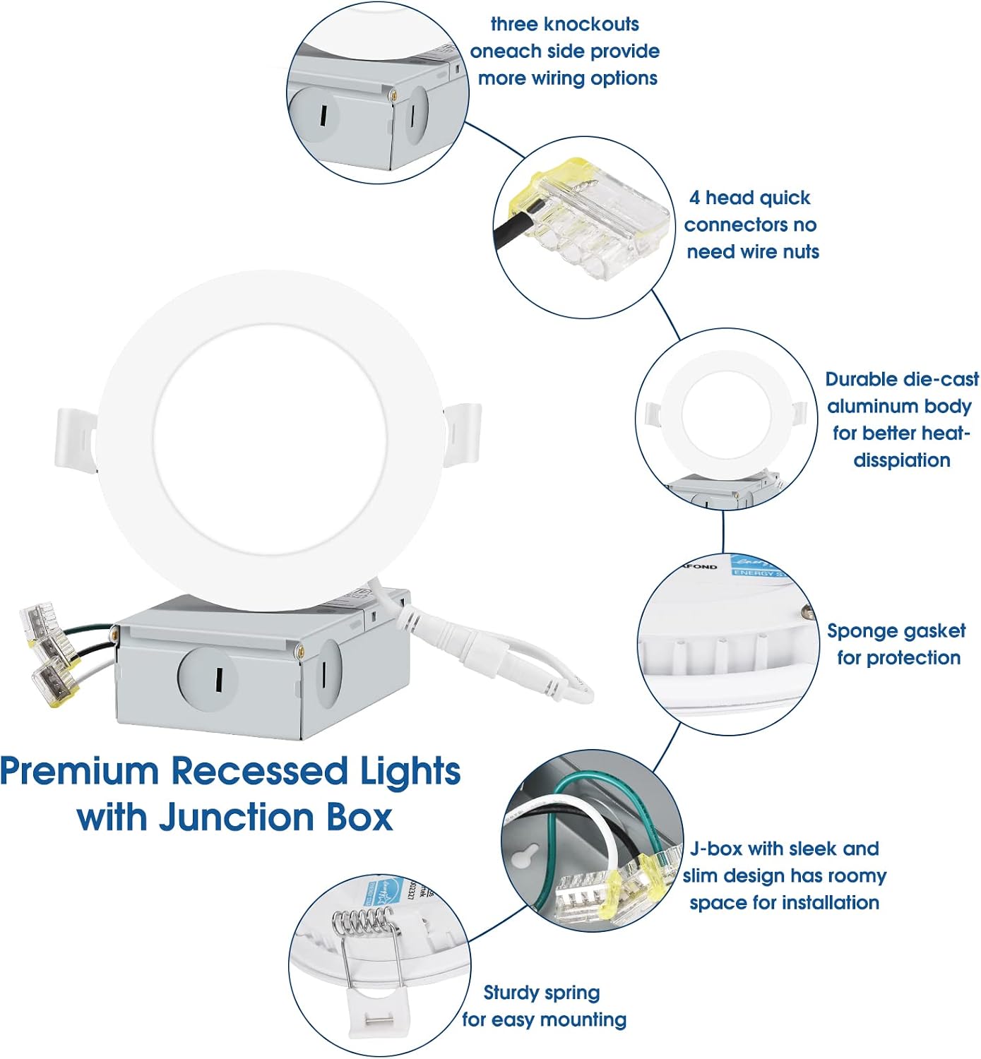 Thumbnail 1 de INCARLED 4-Inch 24-Pack Slim LED Pot Lights, 5CCT, Dimmable, 9W
