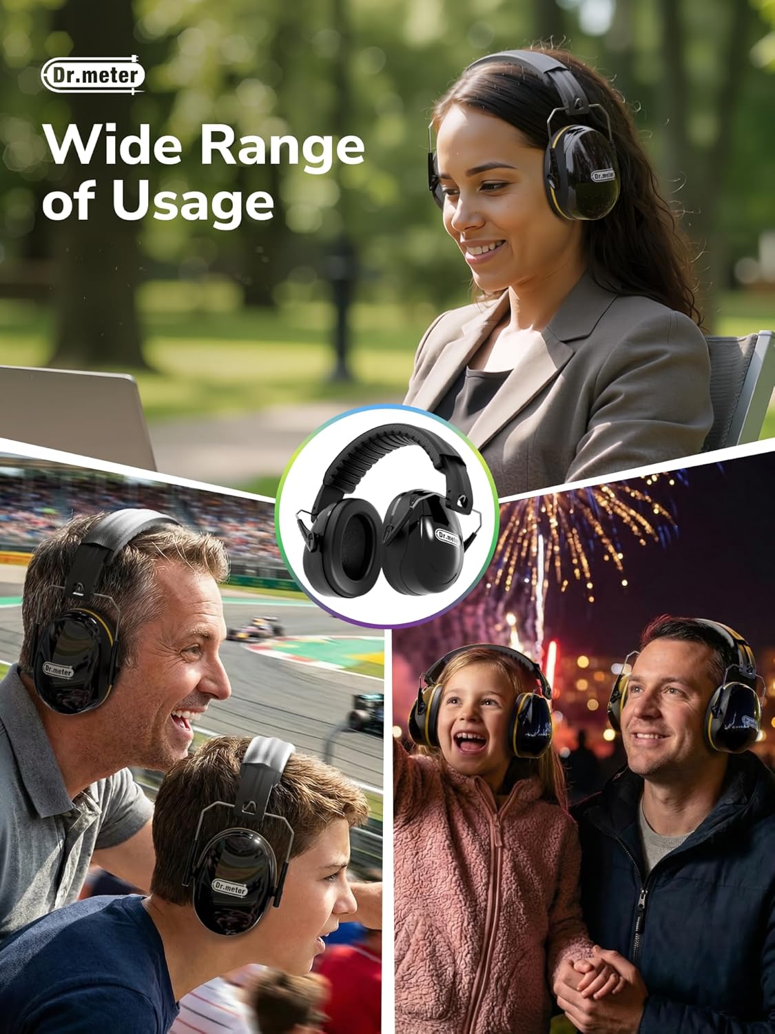 Thumbnail 6 de Dr.meter Hearing Protection Ear Muffs with Adjustable Headband (31dB) – Pure Black