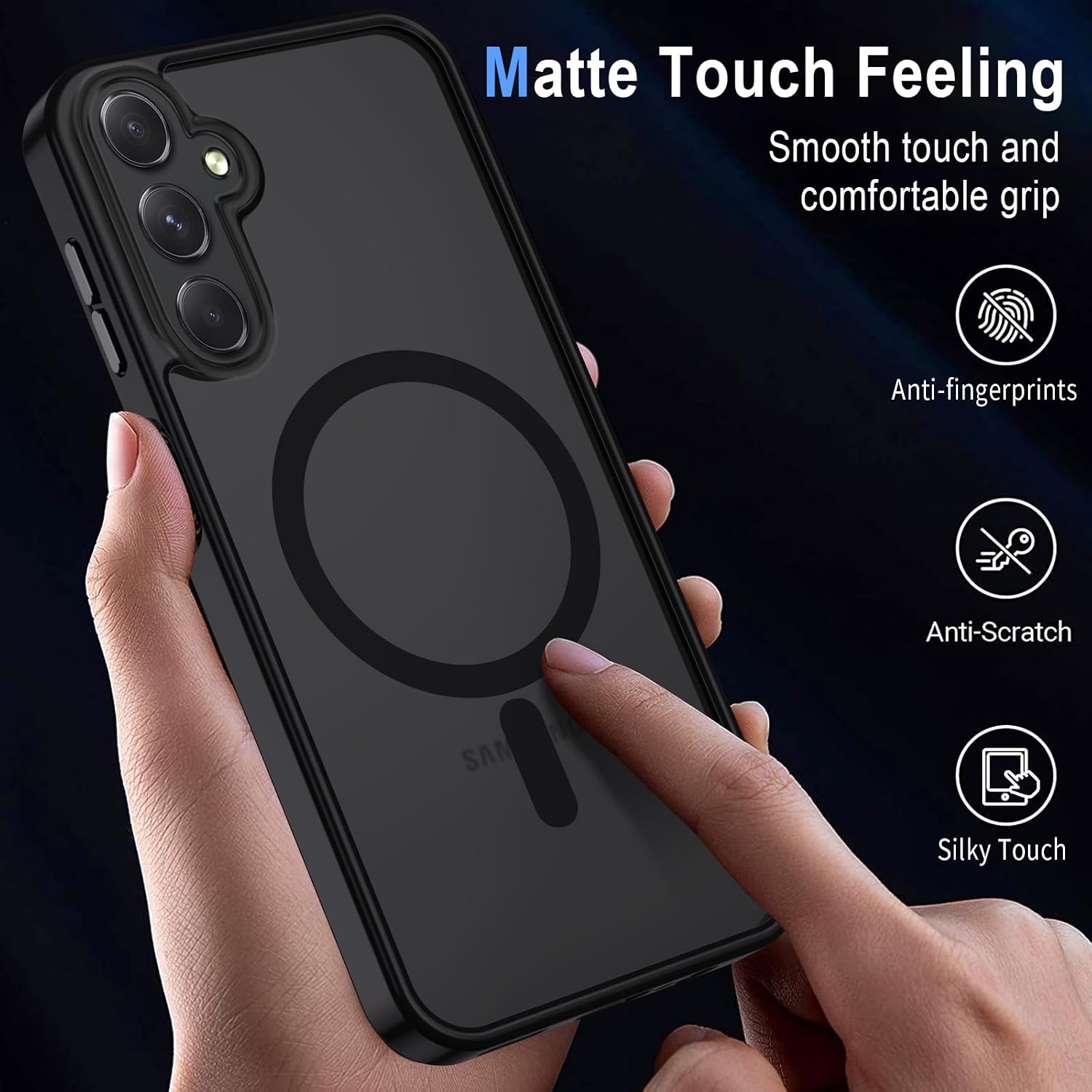 Thumbnail 4 de XTCASE Coque magnétique MagSafe pour Samsung Galaxy A25 5G – dos mat translucide, TPU antichoc et PC anti-rayures (noir)