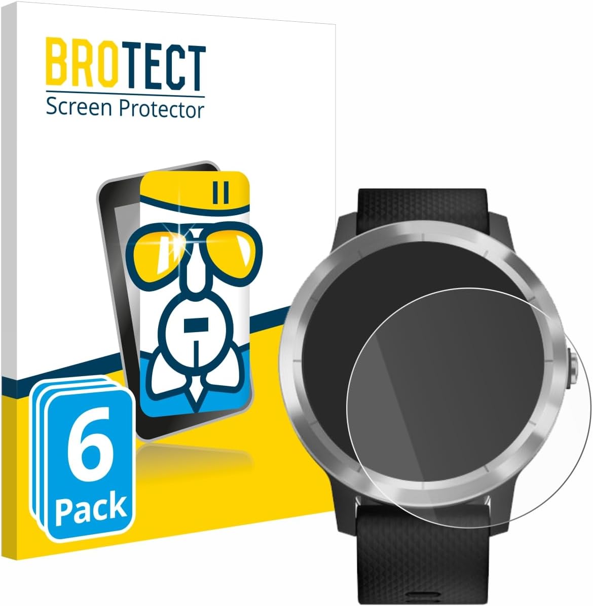 BROTECT AirGlass Hybrid-Glass Screen Protector for Garmin Vivoactive 3 / Forerunner 45 / Approach S40 (6 Pack)