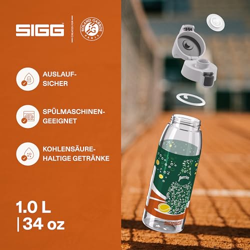 Detalle de SIGG Tritan Renew Transparent Water Bottle – Roland Garros Edition, 1 L
