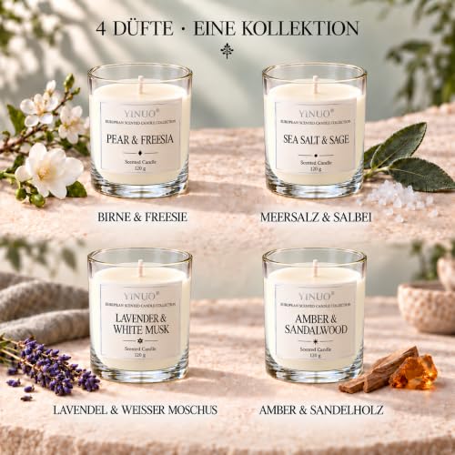 Detalle 2 de YINUO LIGHT Duftkerzen-Set aus Sojawachs, 4 Düfte als Geschenkset
