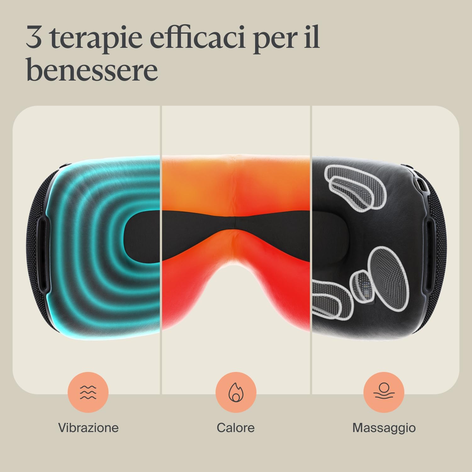 Detalle de Therabody SmartGoggles 2.0 – maschera oculare riscaldante con massaggio e modalità per dormire