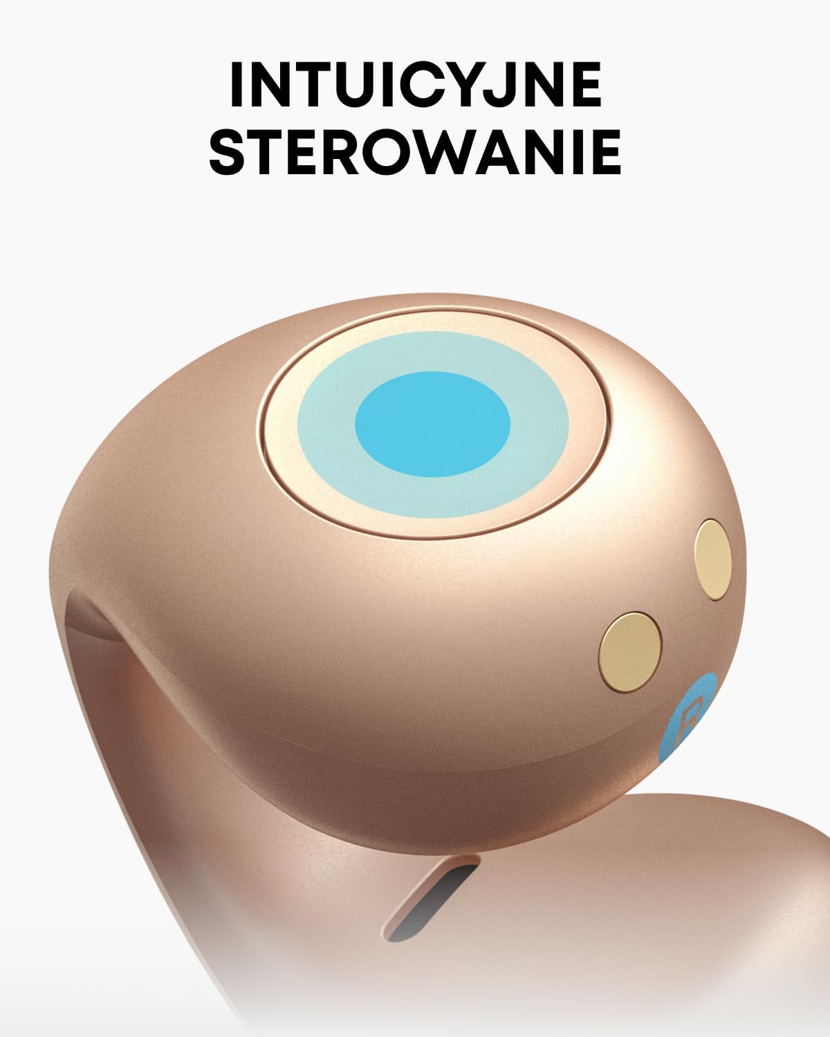 Detalle de Soundcore C40i złote słuchawki otwarte z klipsem, Bluetooth 5.4 i 21 godz.