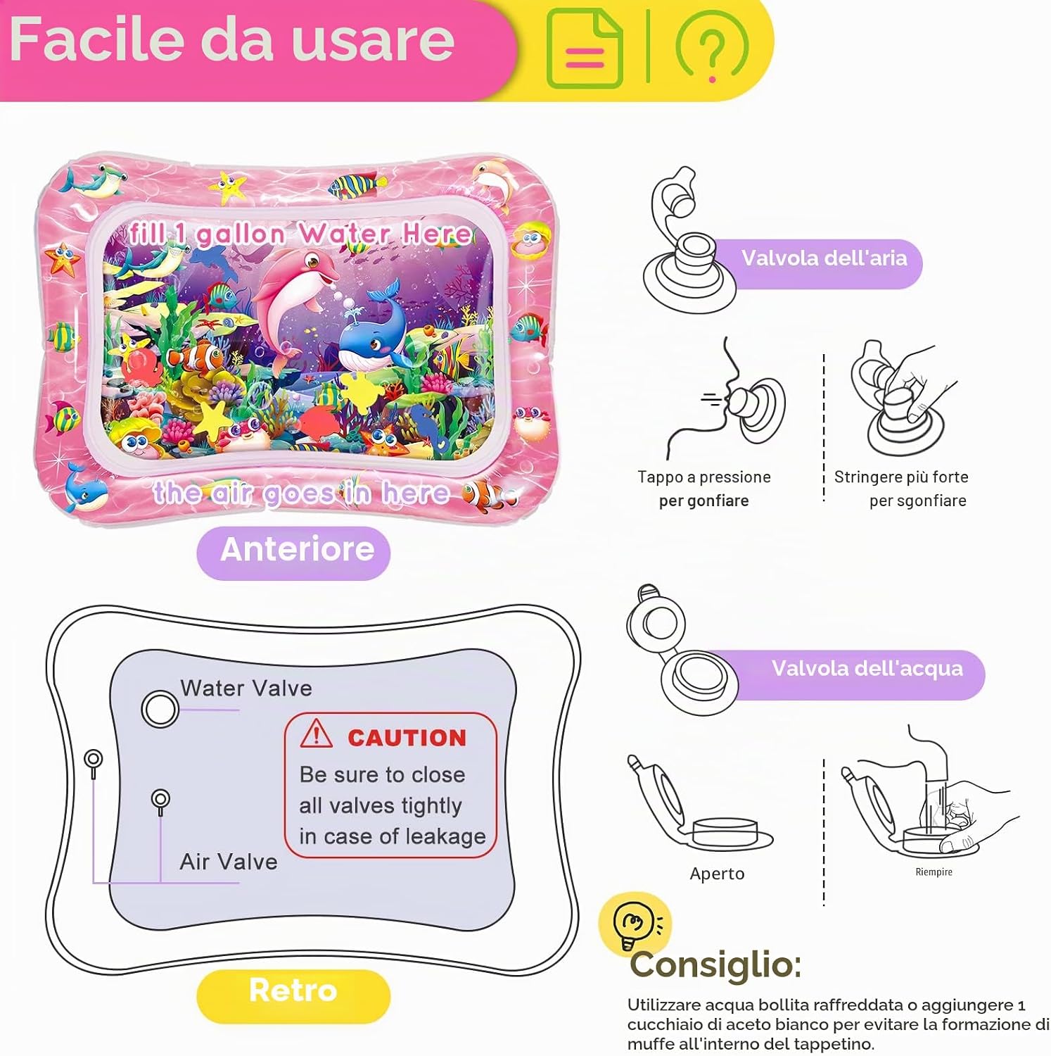 Thumbnail 6 de Infinno tappetino d’acqua per bambini 3-6-9 mesi con animali marini luminosi