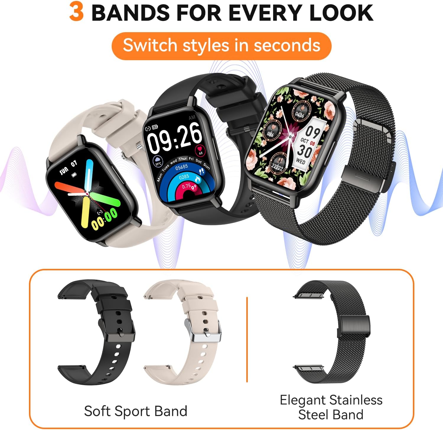 Thumbnail 1 de Smart Watch for Women and Men with 1.85" HD Screen, 112 Sports Modes, IP68 Waterproof, Bluetooth Calling
