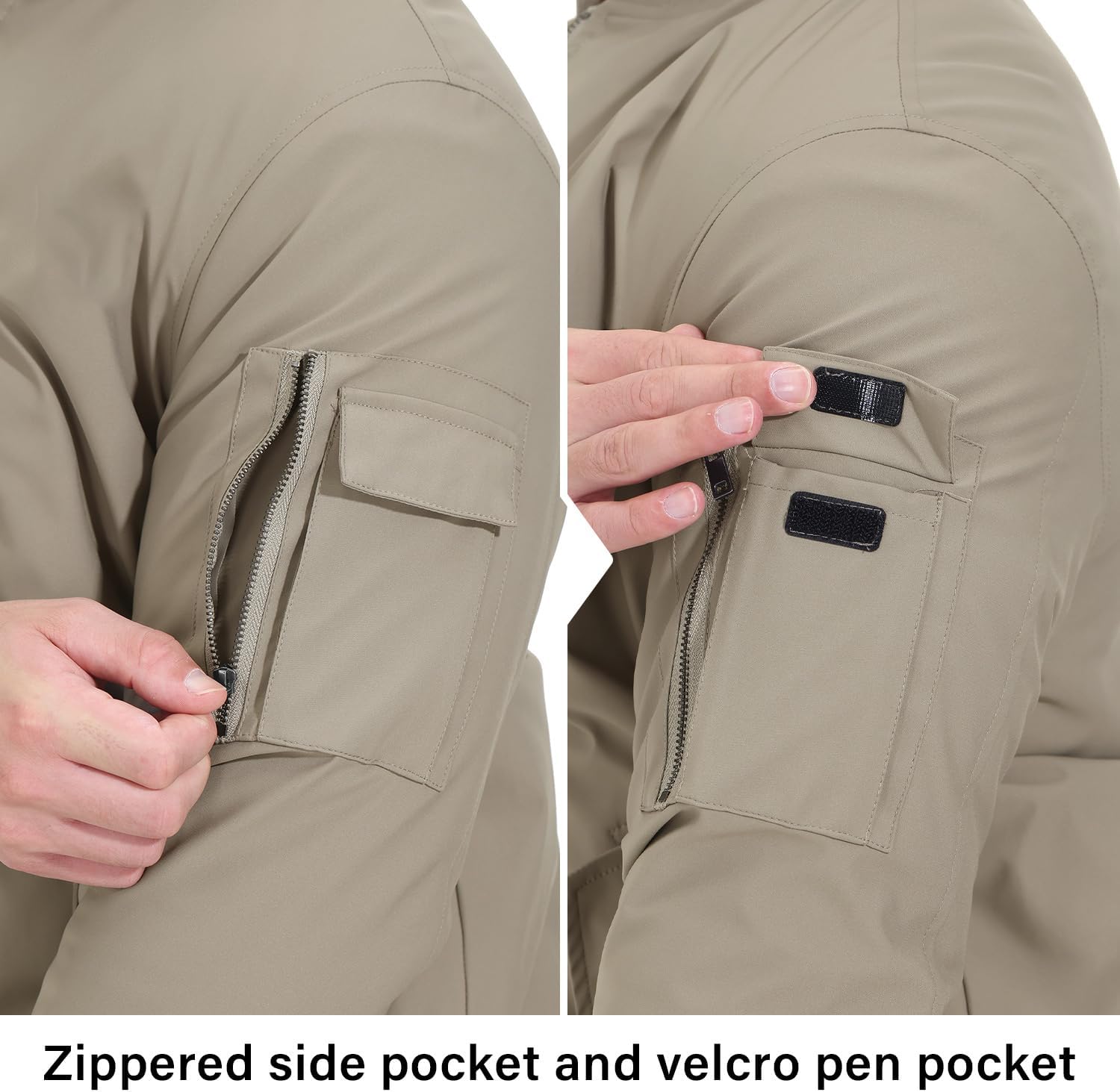 Detalle 2 de BGOWATU Men's Quilted Bomber Jacket, Full Zip, Padded and Water-Resistant