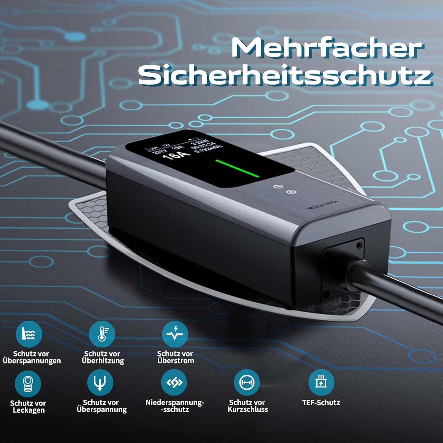 Thumbnail 2 de VDLPOWEREU EV Ladekabel Typ 2 – 3,6 kW, 5 m, mit LED-Anzeige und IP65