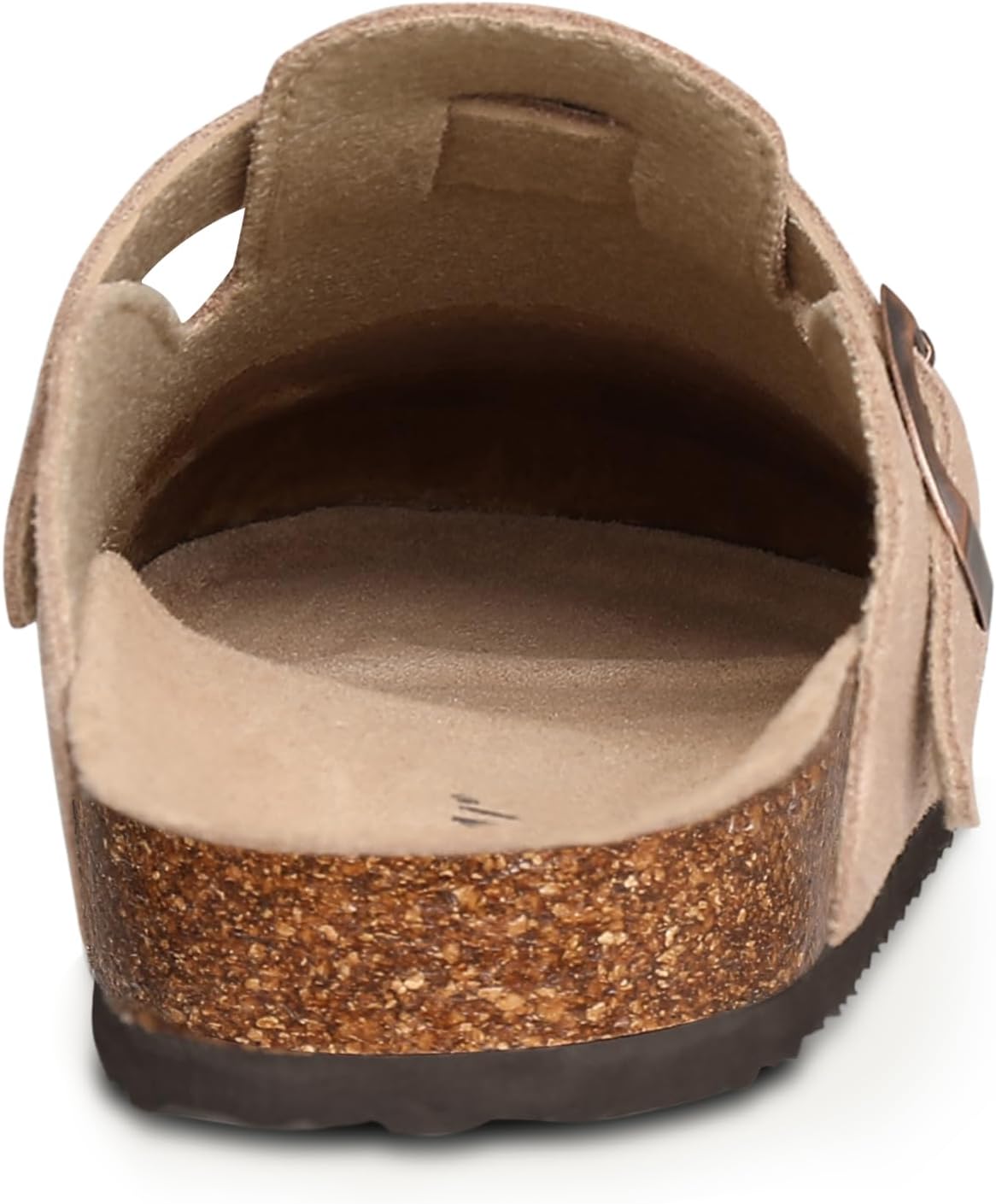 Detalle 2 de KIDMI Genuine Suede Clogs for Women with Cork Footbed, Arch Support & Adjustable Buckle Straps