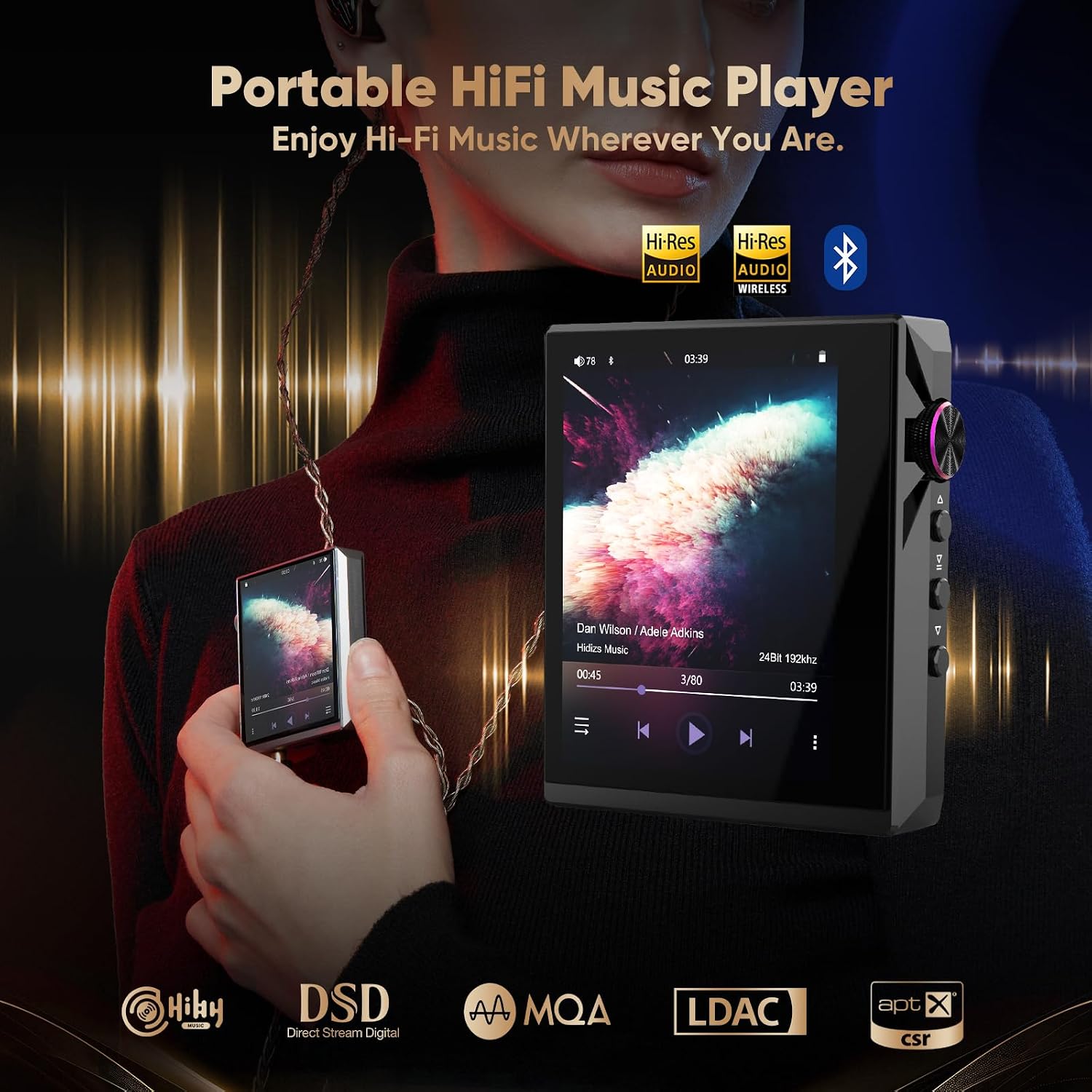 Detalle de Hidizs AP80 Pro-X : lecteur MP3 Bluetooth audiophile double DAC ESS9219C