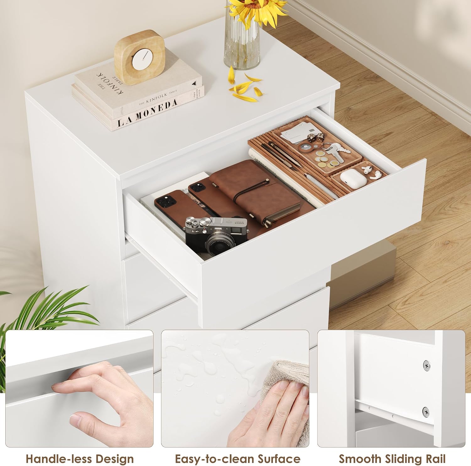 Detalle 1 de FOREHILL M281 Chest of Drawers, 6 Drawers, White, 119cm